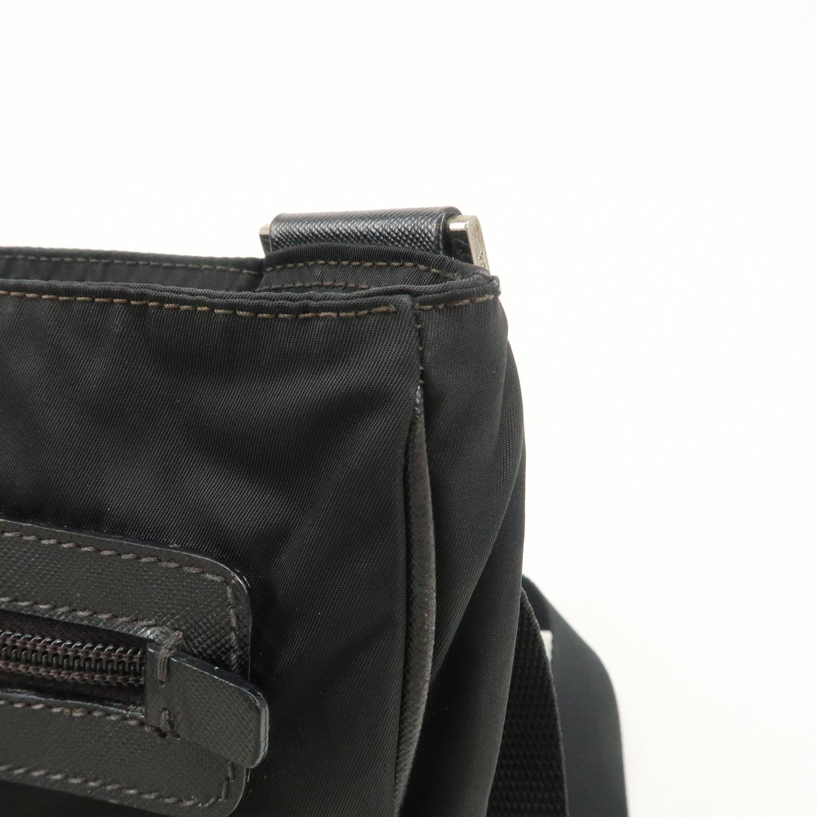 PRADA Triangle Logo Nylon Shoulder Bag Crossbody Bag Black Used