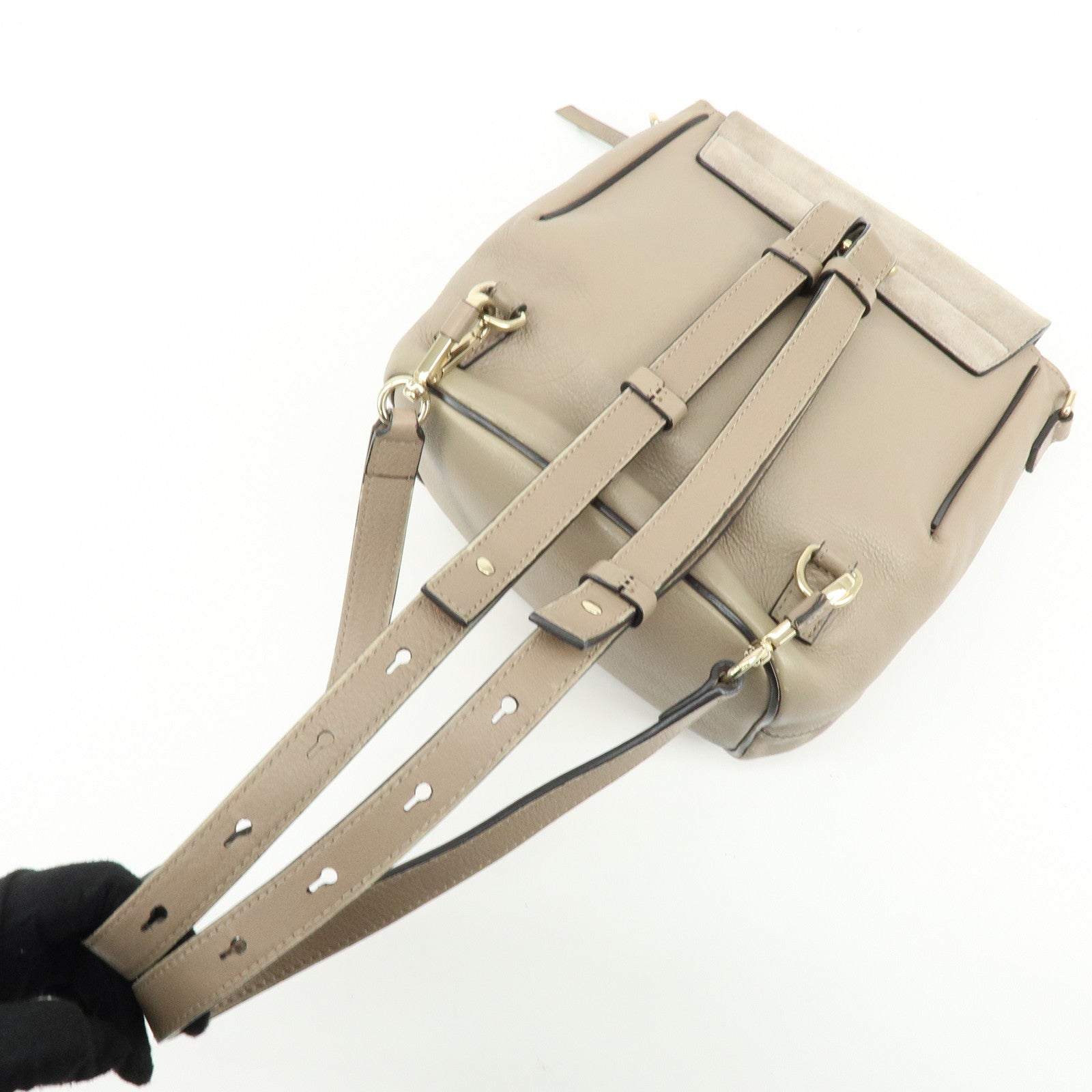 Chloe Faye Suede Leather Backpack Rucksack Greige