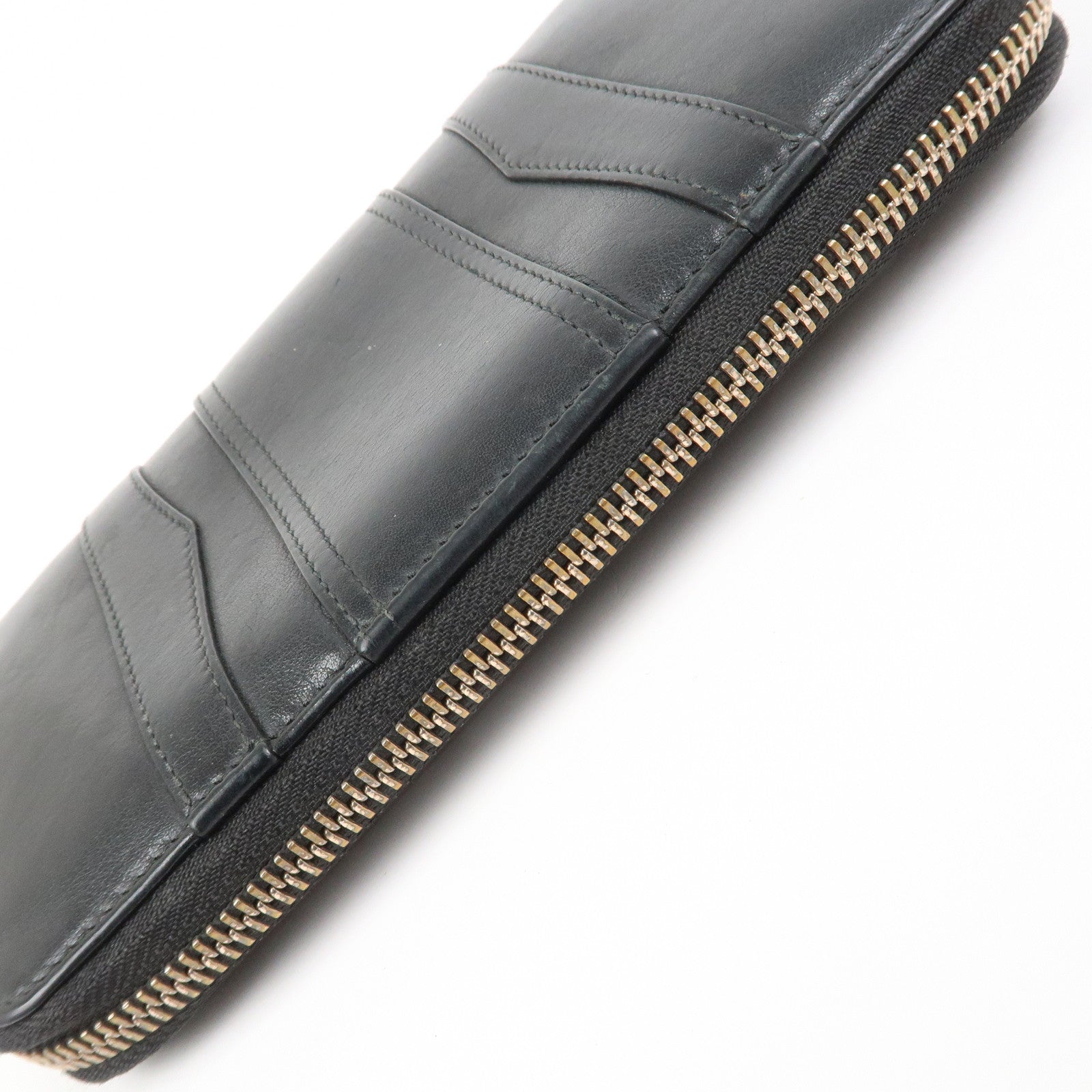 BVLGARI B-zero 1 Leather Zip Around Bi-fold Long Wallet Black