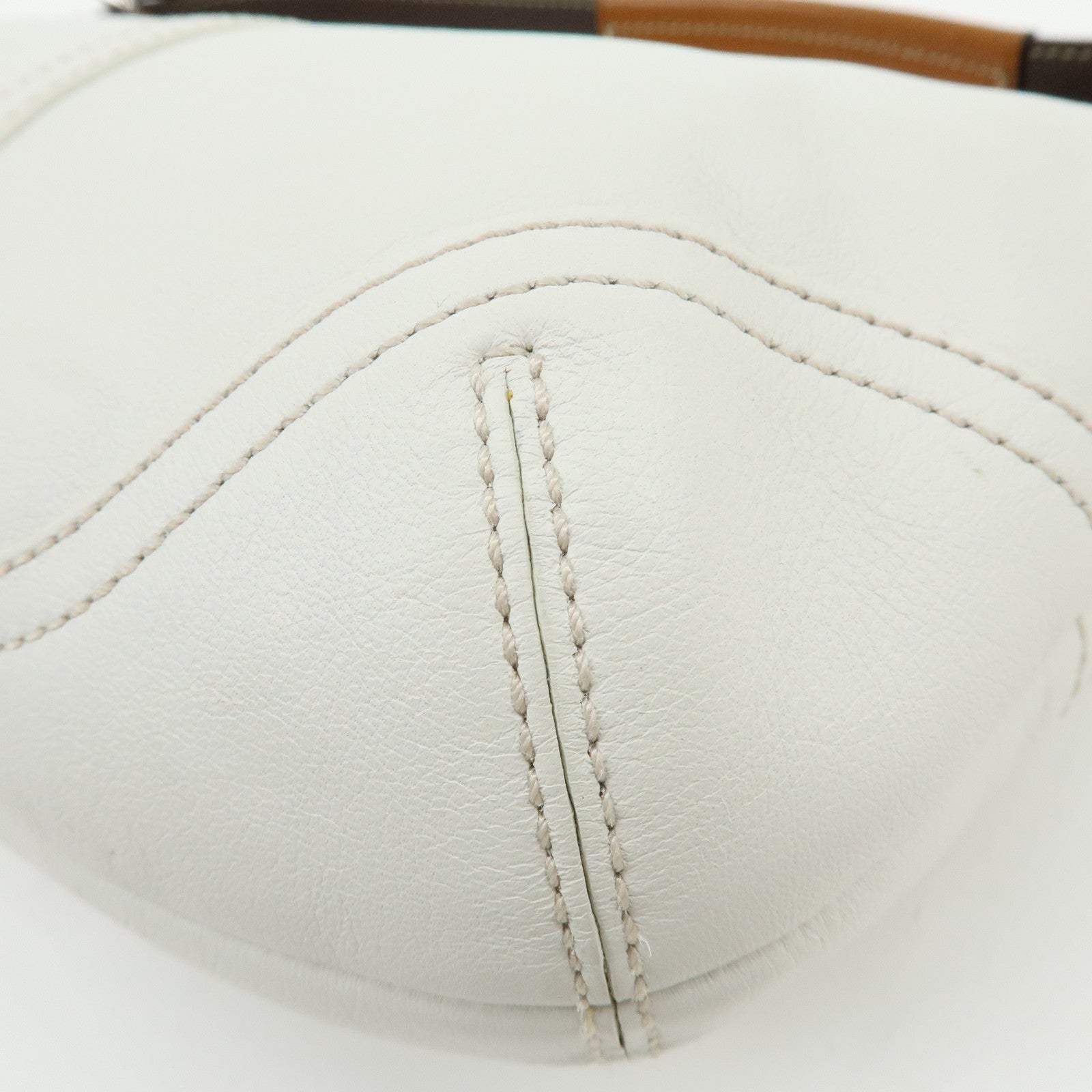 COACH Leather Shoulder Bag Hand Bag White Camel