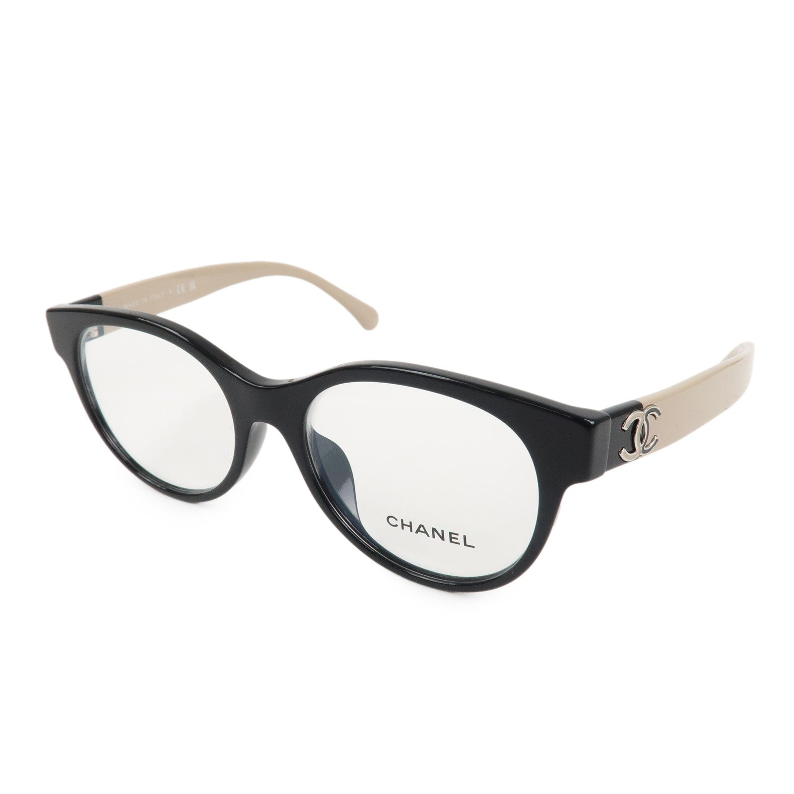 CHANEL Plastic Sunglasses Black Beige 3471-A c.534 51□17 140 S