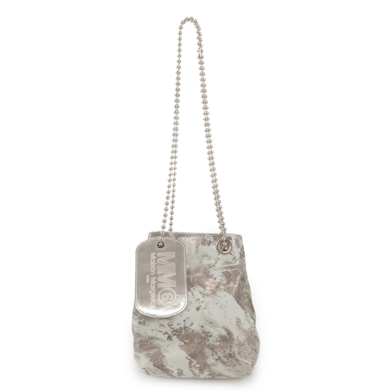 Maison Margiela MM6 Faux Leather Shoulder Bag Silver S41WC0015