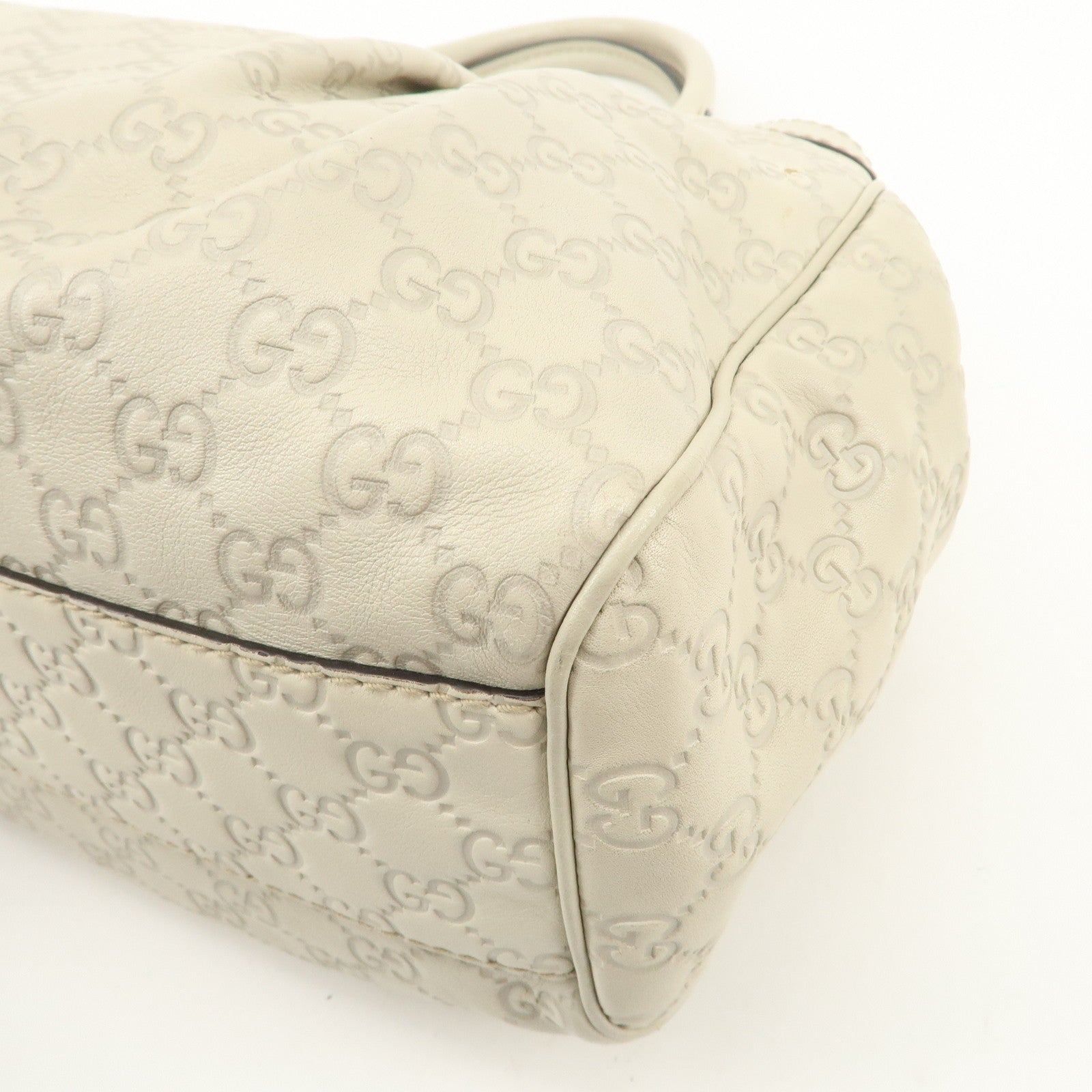 GUCCI Sukey Guccissima Leather Tote Bag Hand Bag Ivory 211944 Used