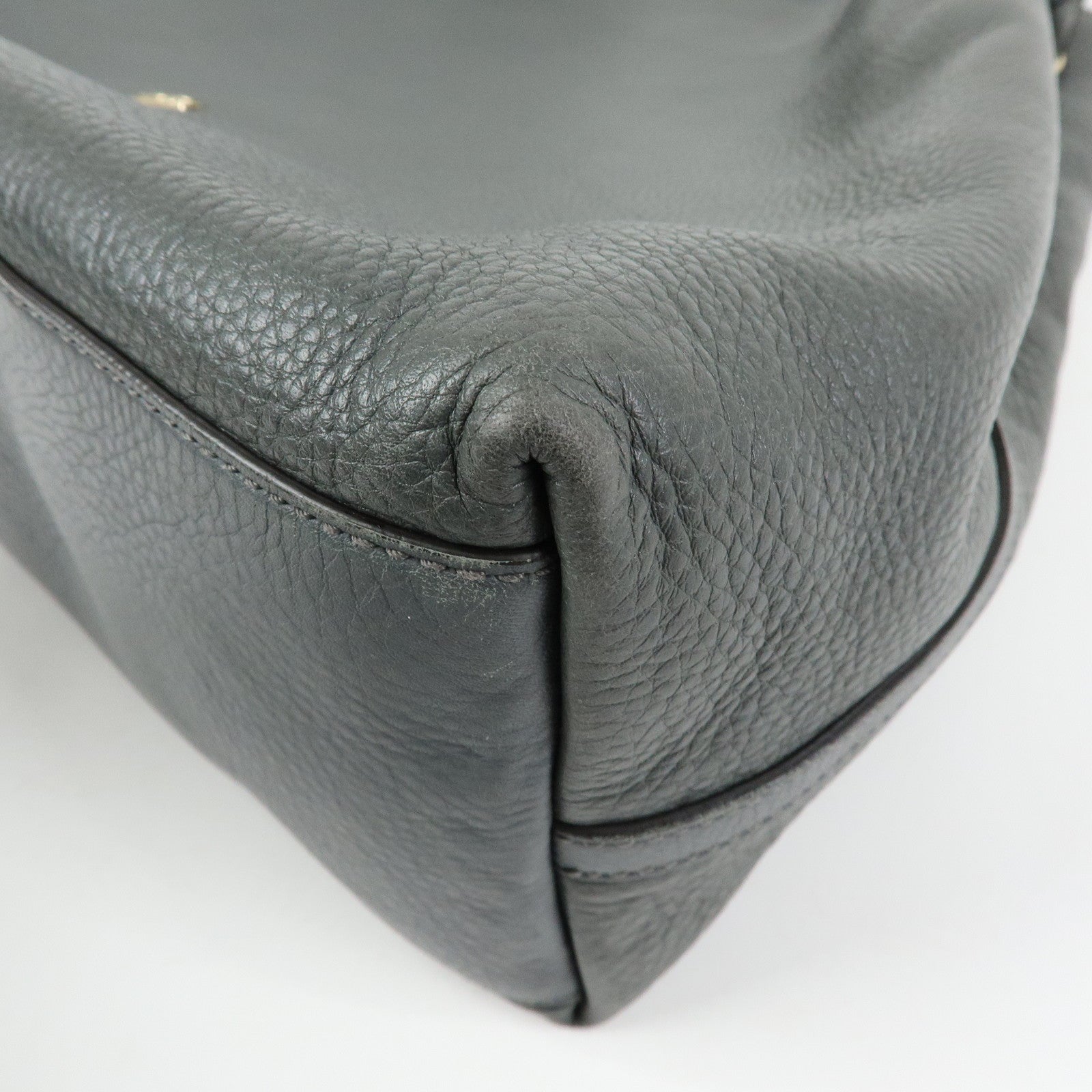 GUCCI Logo Leather Tote Bag Shoulder Bag Gray 380118