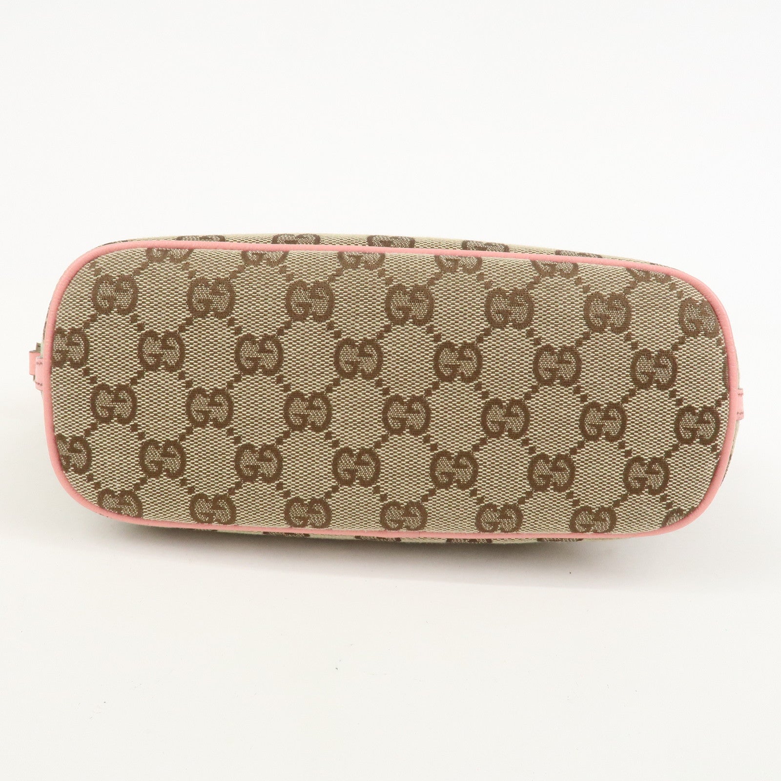 GUCCI Boat Bag GG Canvas Leather Accessory Pouch Hand Bag 07198