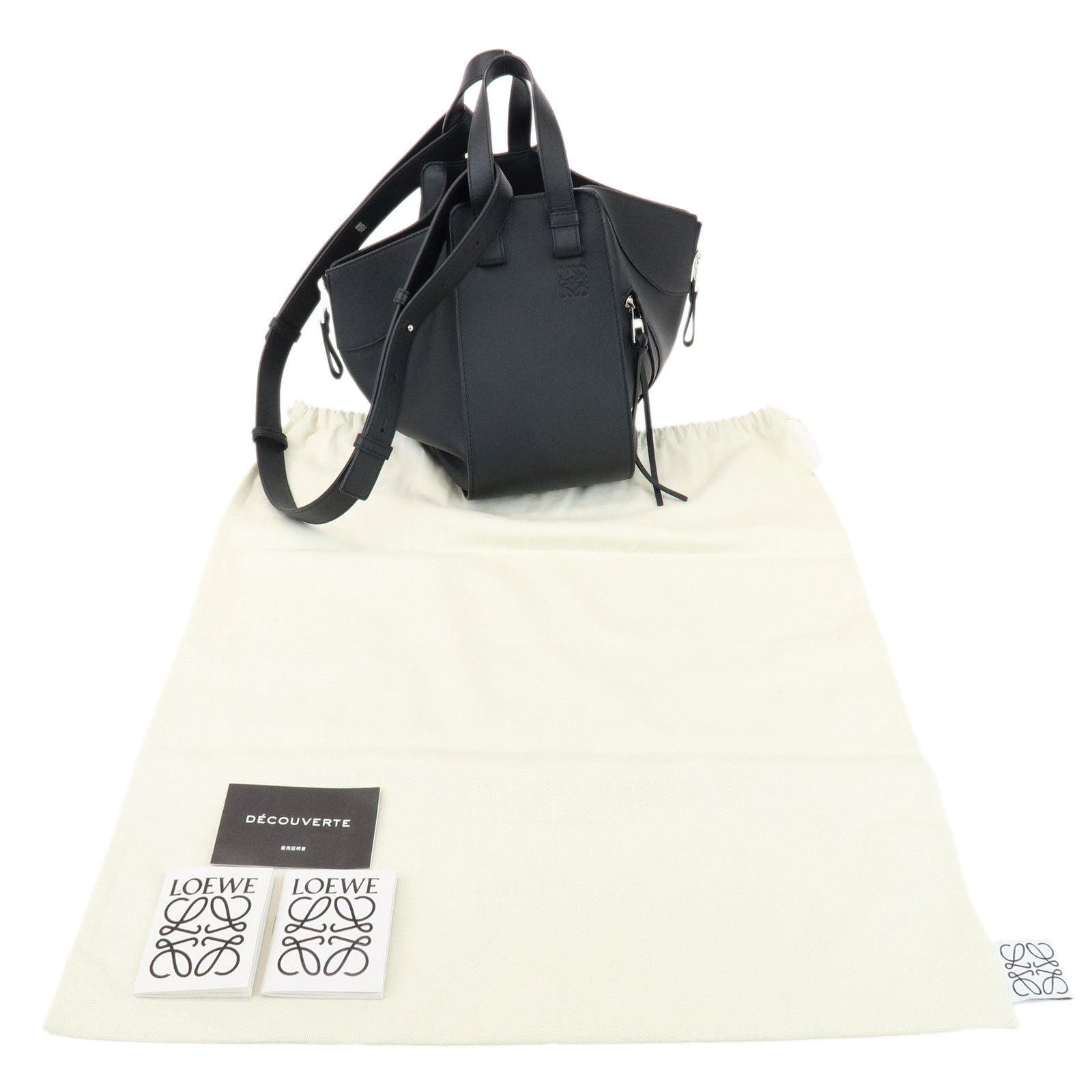 LOEWE Anagram Leather Hammock Small 2Way Shoulder Bag Black