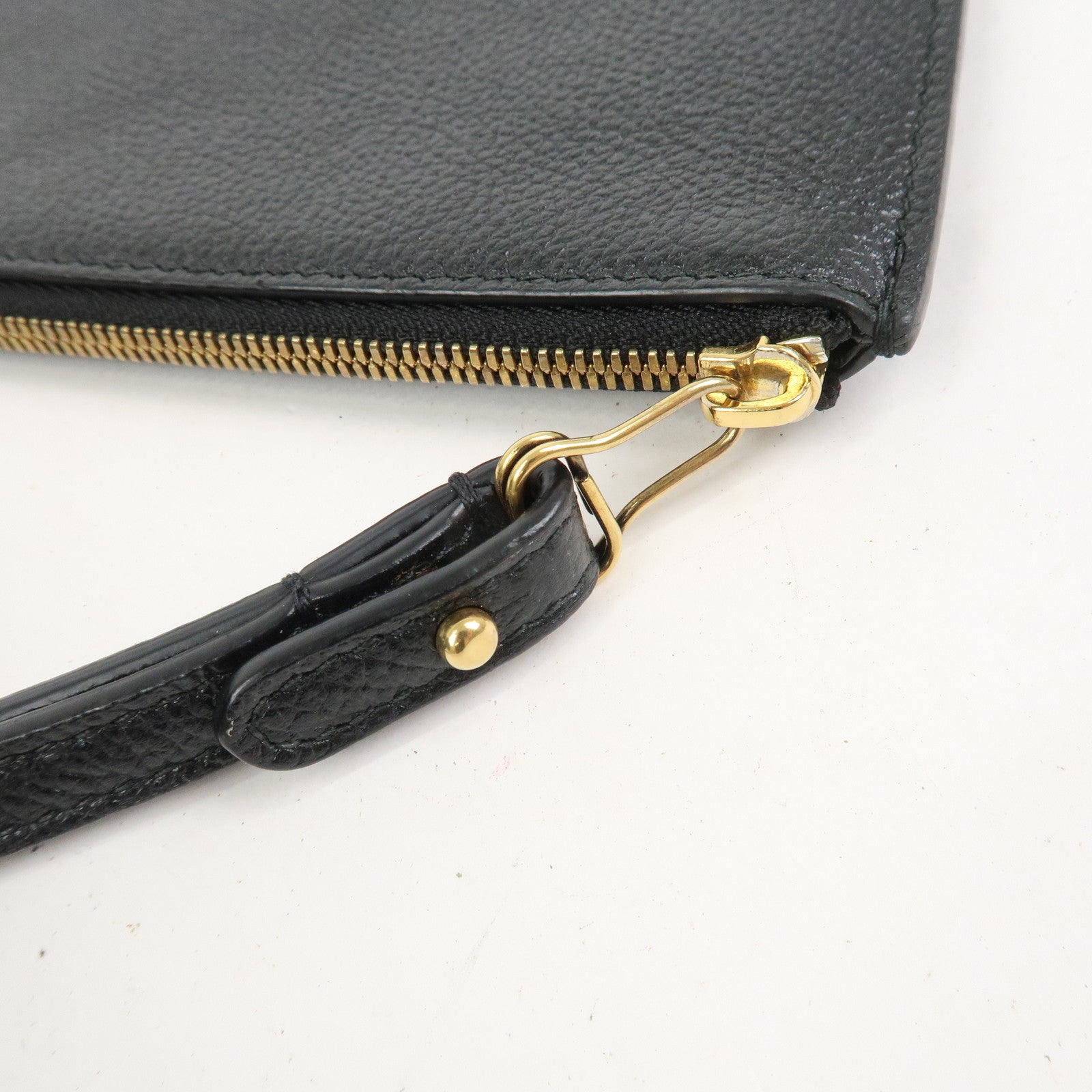BALENCIAGA Everyday Leather Clutch Bag Flat Pouch Black 655605