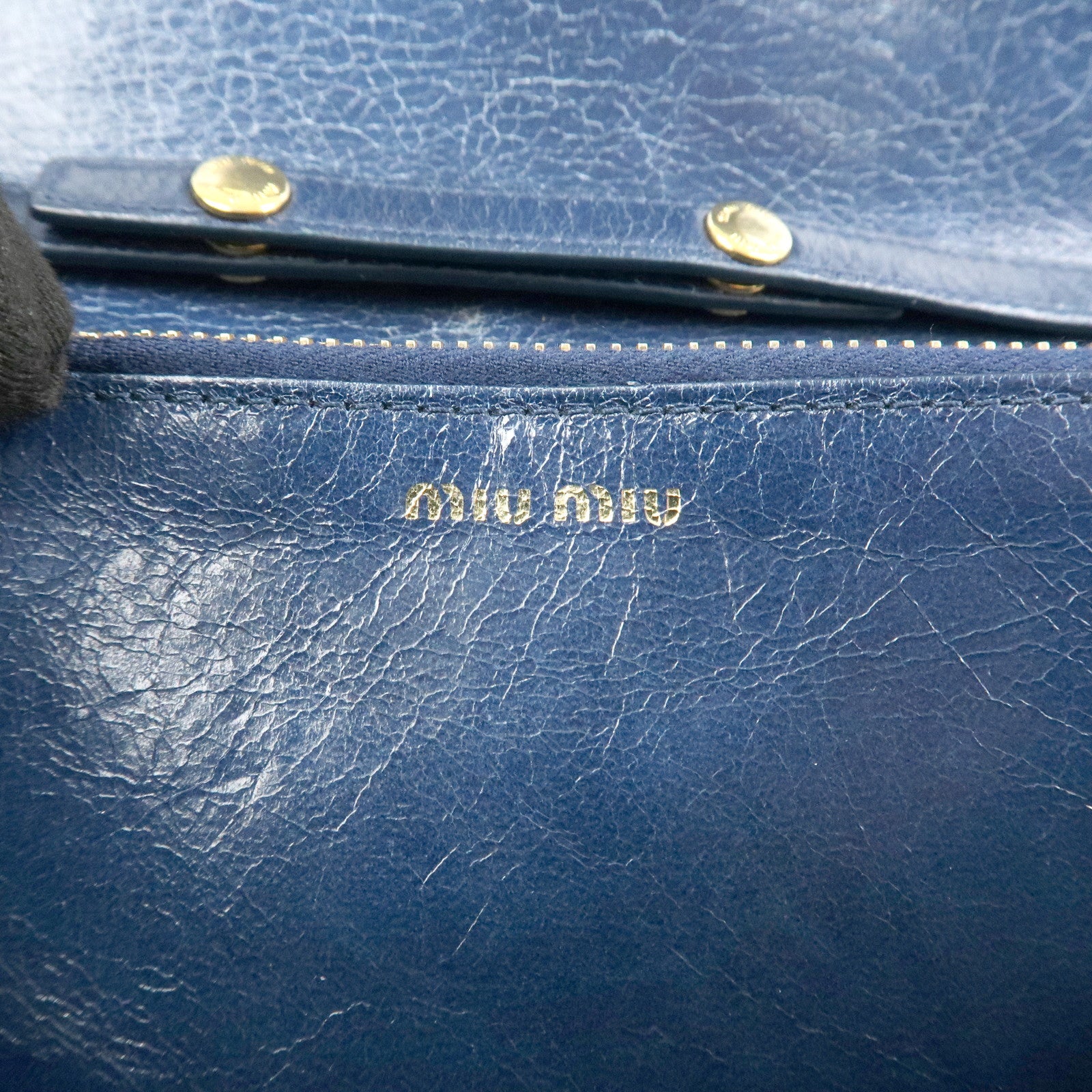 MIU MIU Matelasse Logo Leather Chain Shoulder Wallet Blue 5M1290