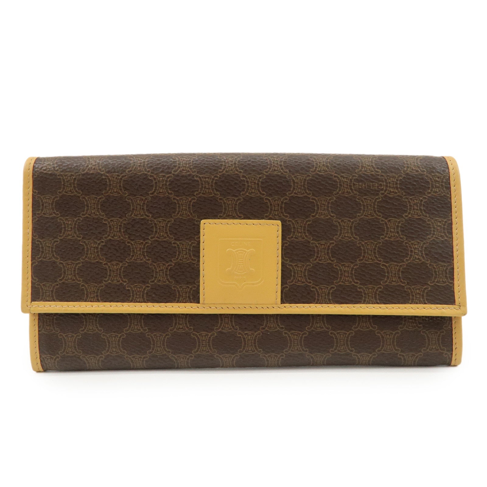 CELINE Macadam PVC Leather Long Wallet Brown
