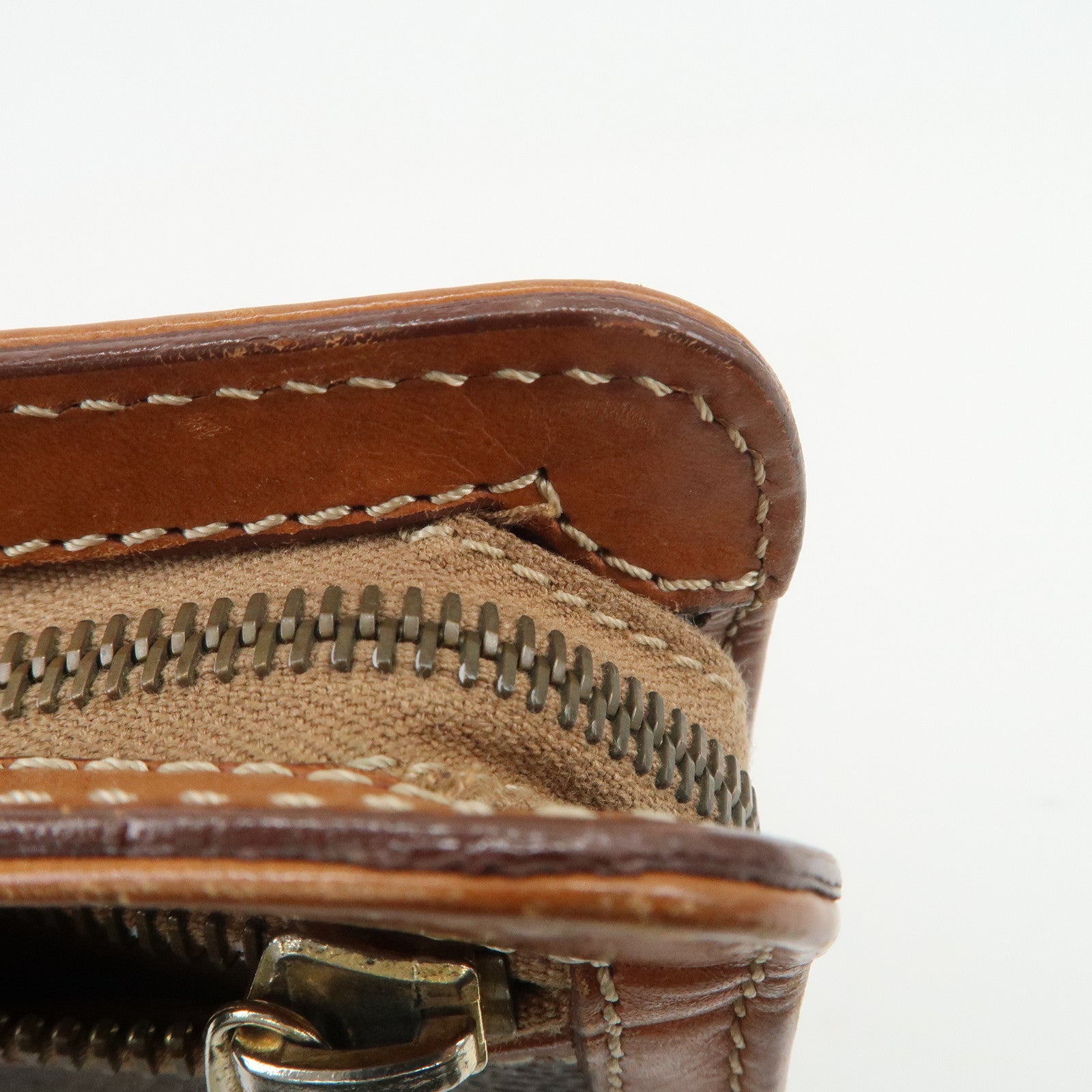 CELINE Macadam PVC Logo Leather Clutch Bag Brown