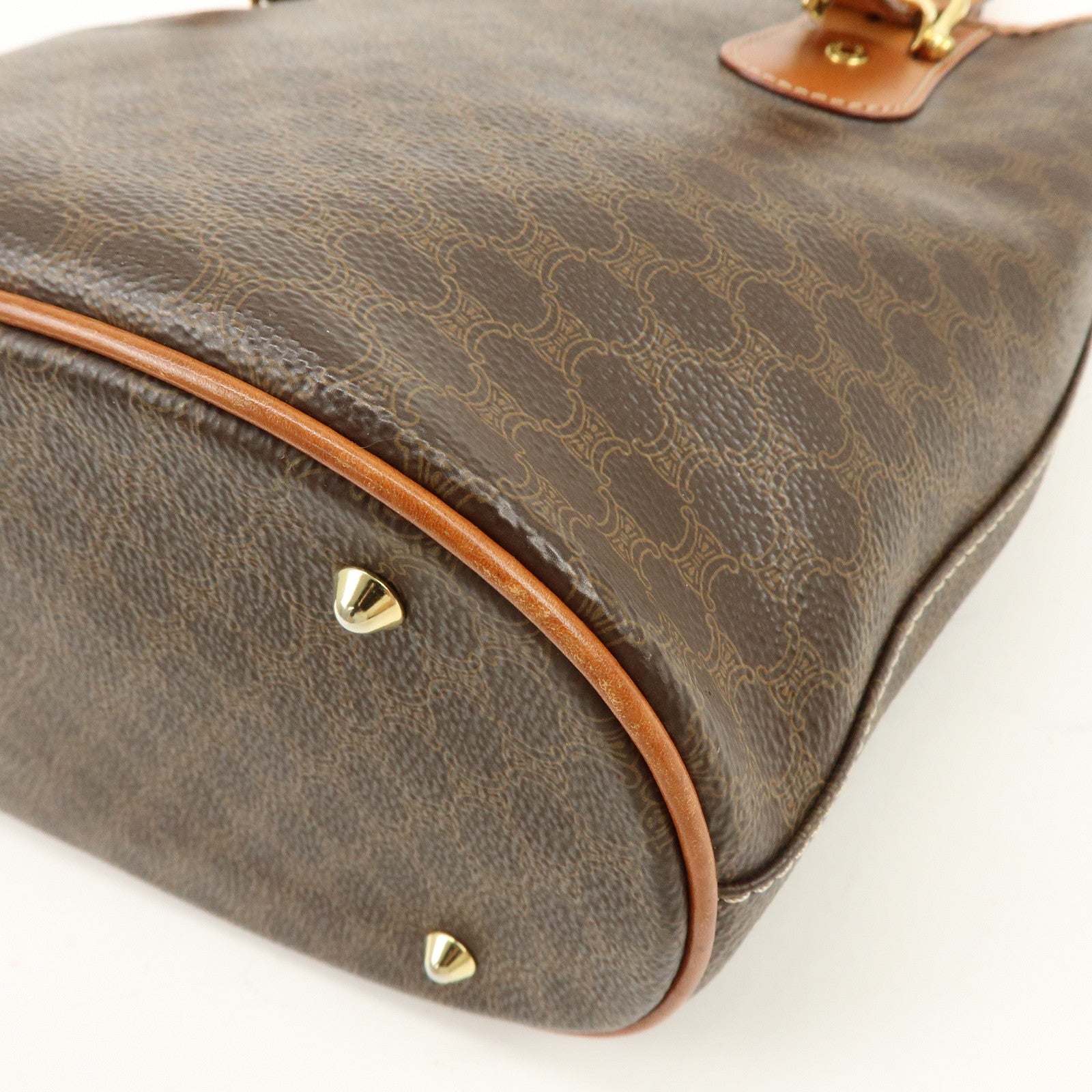 CELINE Macadam PVC Leather Tote Bag Hand Bag Shoulder Bag Brown