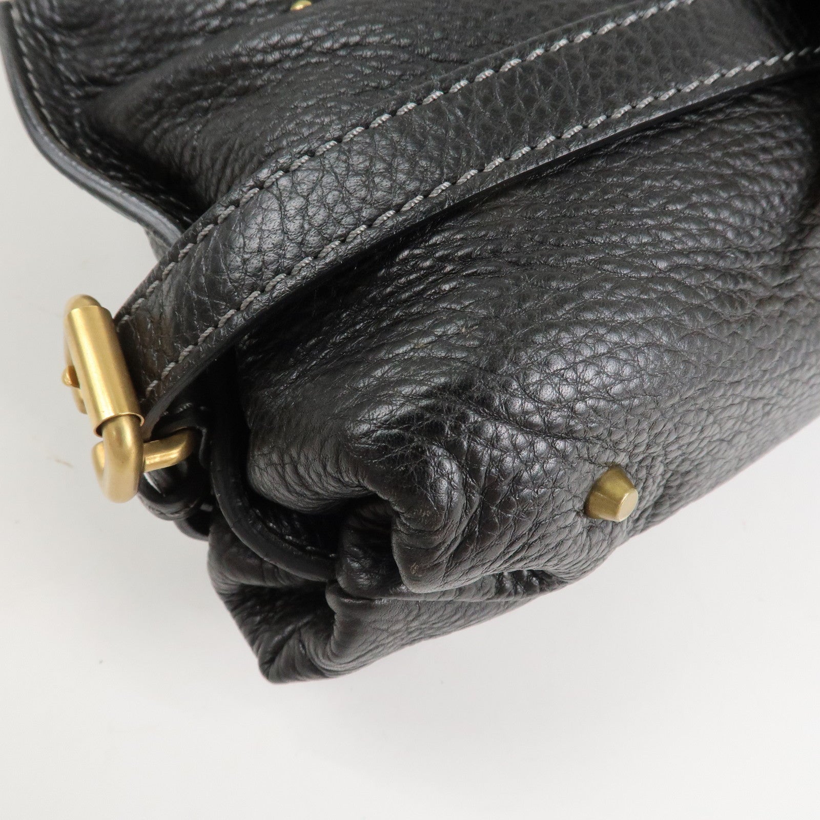 Chloe Paddington Leather Hand Bag Shoulder Bag Black Gold Hardware