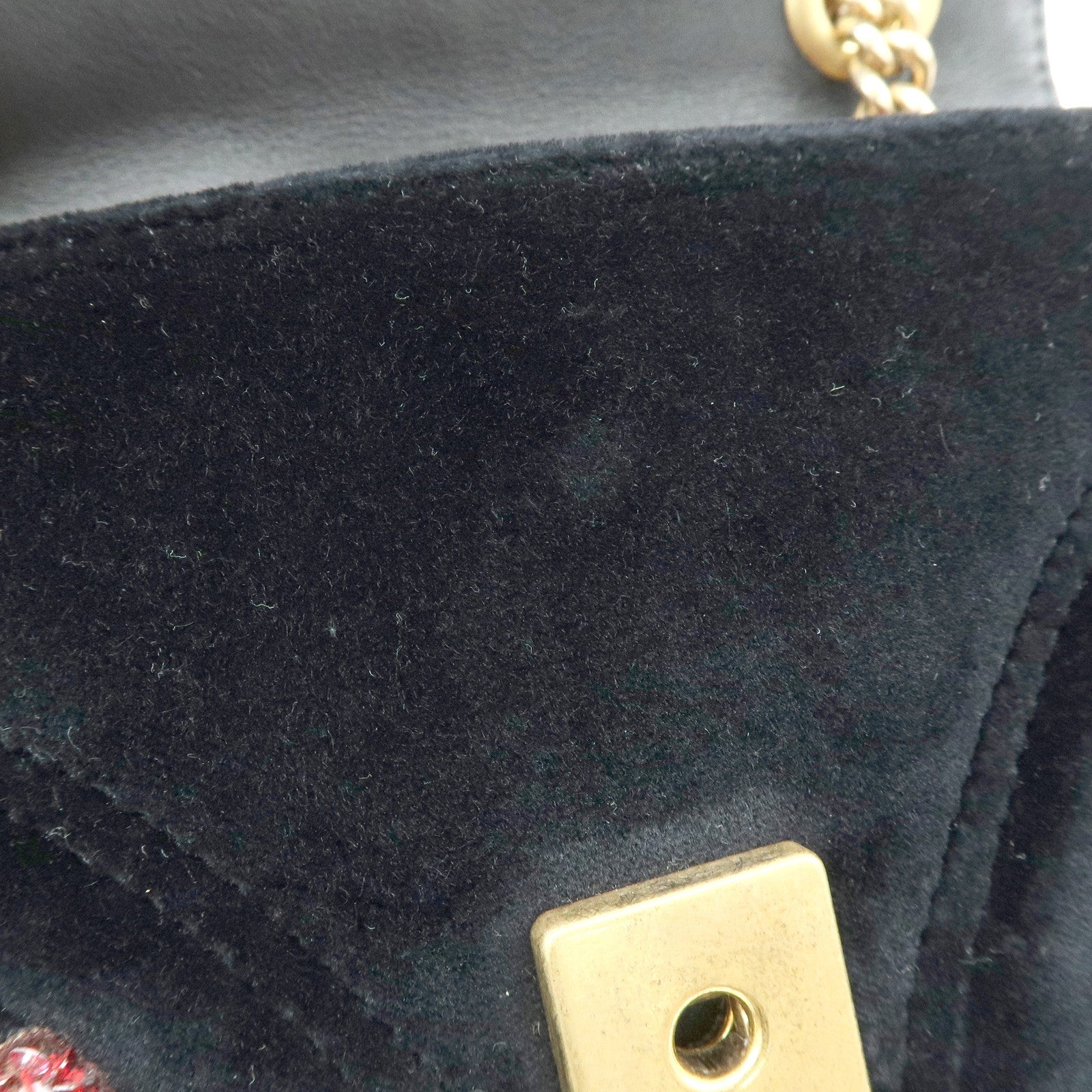 GUCCI GG Marmont Small Velvet Chain Shoulder Bag Black 446744