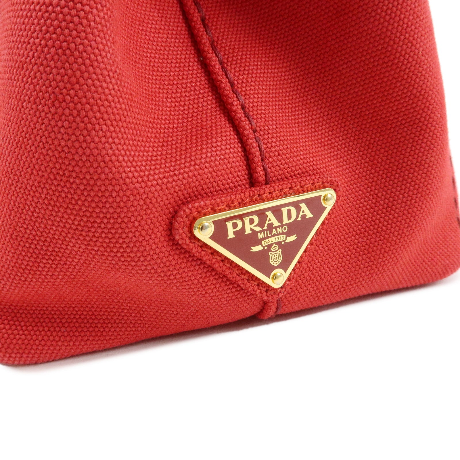 PRADA Canapa Mini Triangle Logo Canvas 2Way Bag Hand Bag Red 1BG439