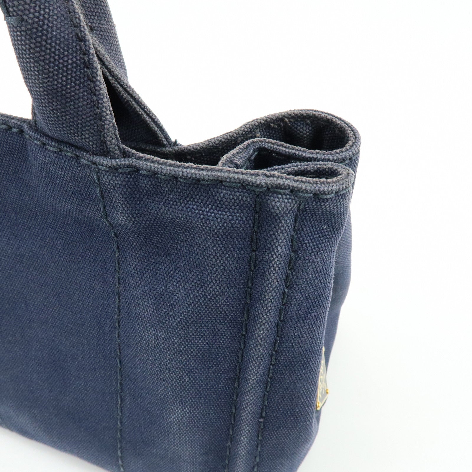 PRADA Canapa Mini Canvas 2Way Bag Hand Bag Navy 1BG439