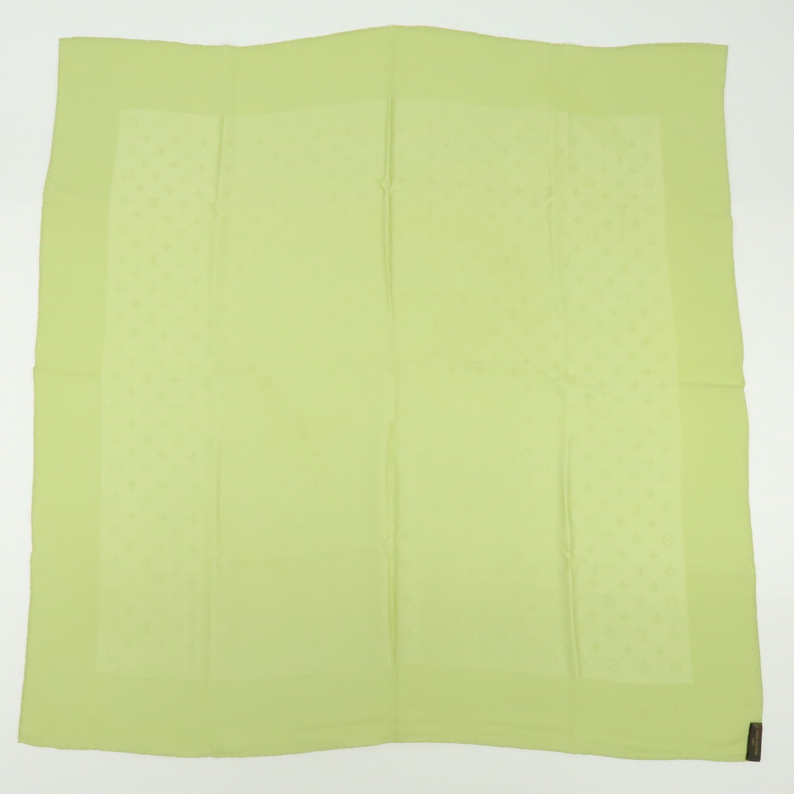 Louis Vuitton Monogram Silk 100% Scarf Shawl Light Green