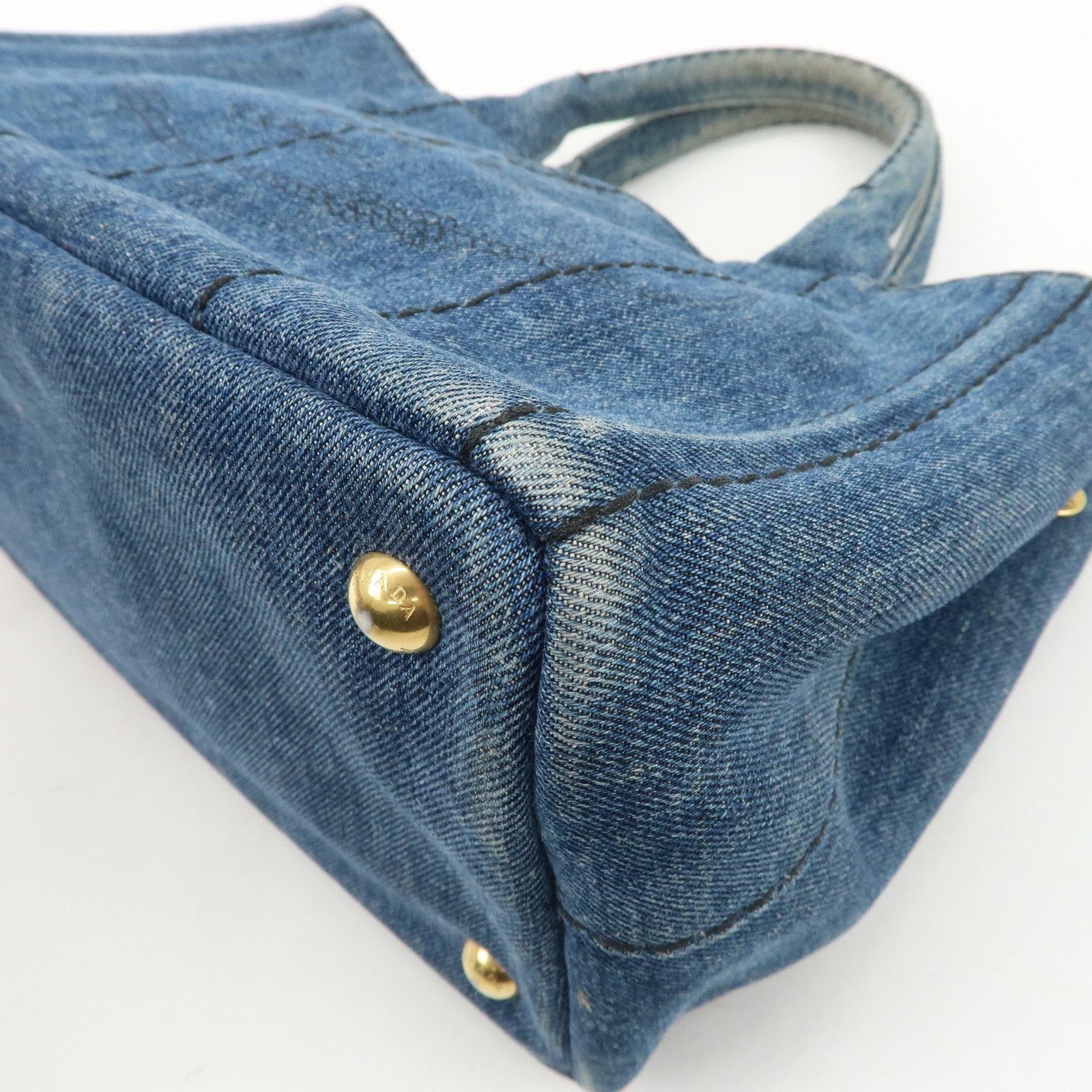 PRADA Canapa Mini Canvas Denim 2Way Shoulder Hand Bag Blue B2439G
