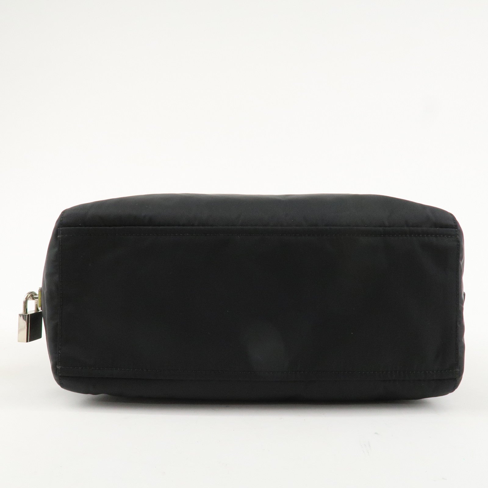 PRADA Evening Triangle Logo Leather Nylon Bijou Boston Bag Shoulder Bag Used