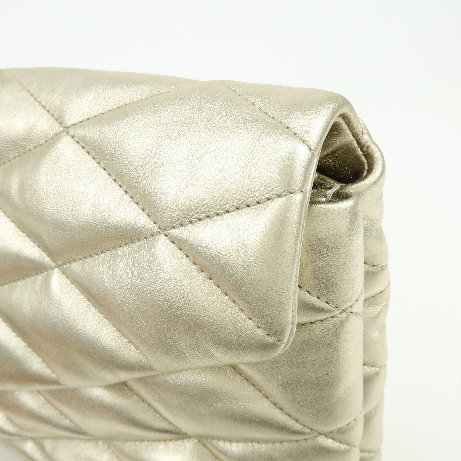 SAINT LAURENT PARIS Sade Leather Clutch Bag Gold 1655004