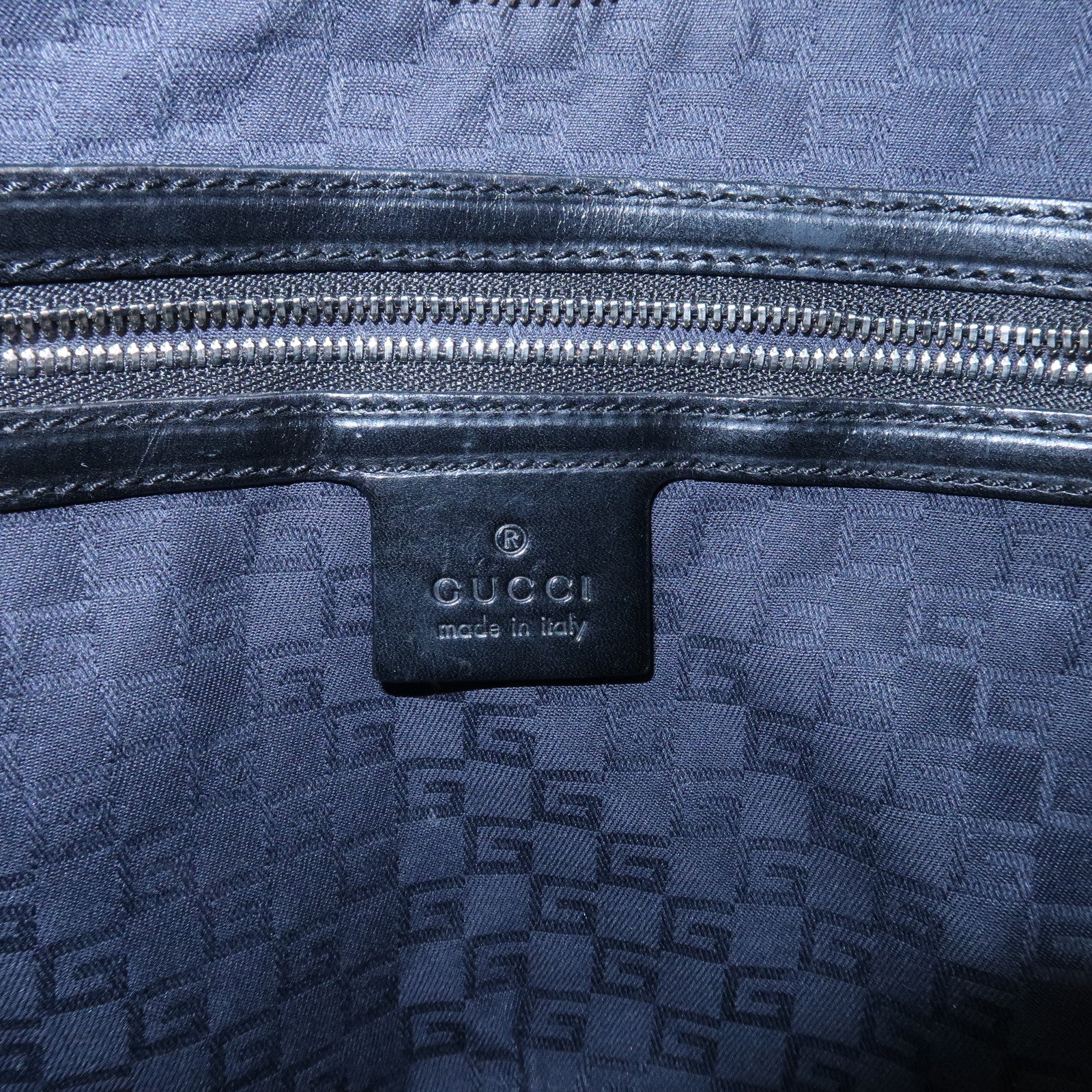 GUCCI Interlocking G Canvas Leather One Shoulder Bag Black 114869