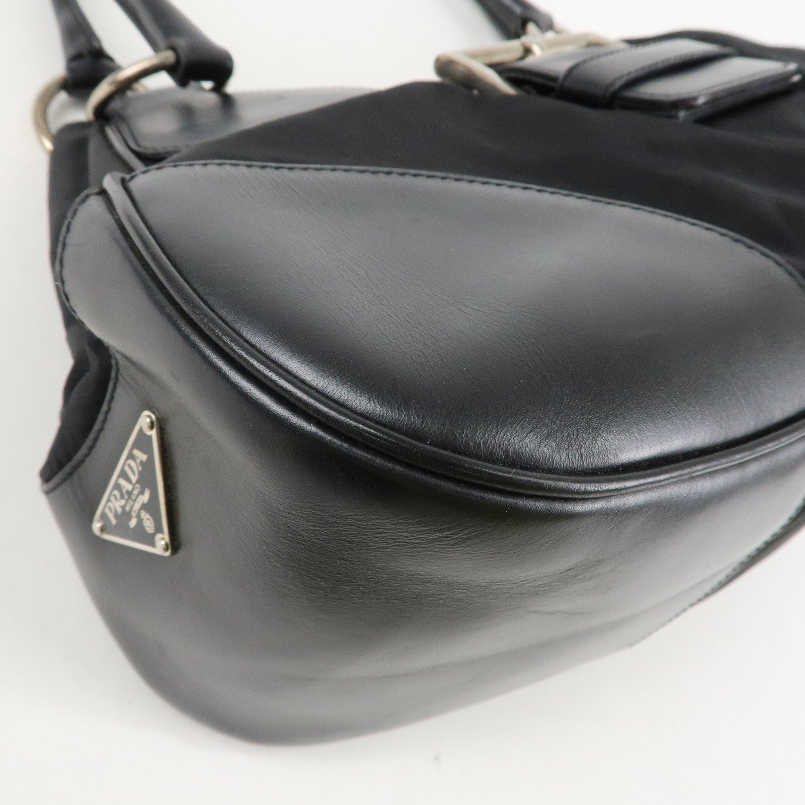 PRADA Moon Silhouette Shoulder Bag Hand bag Black Silver HDW BR0828 Used