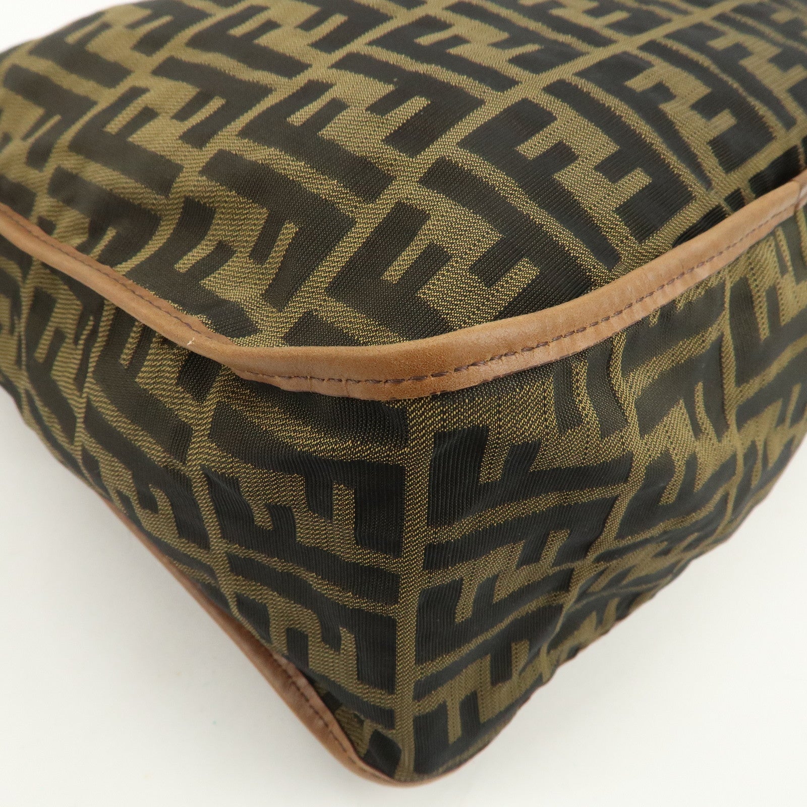 FENDI Zucca Canvas Leather Shoulder Bag Crossbody Bag Brown 7VA148