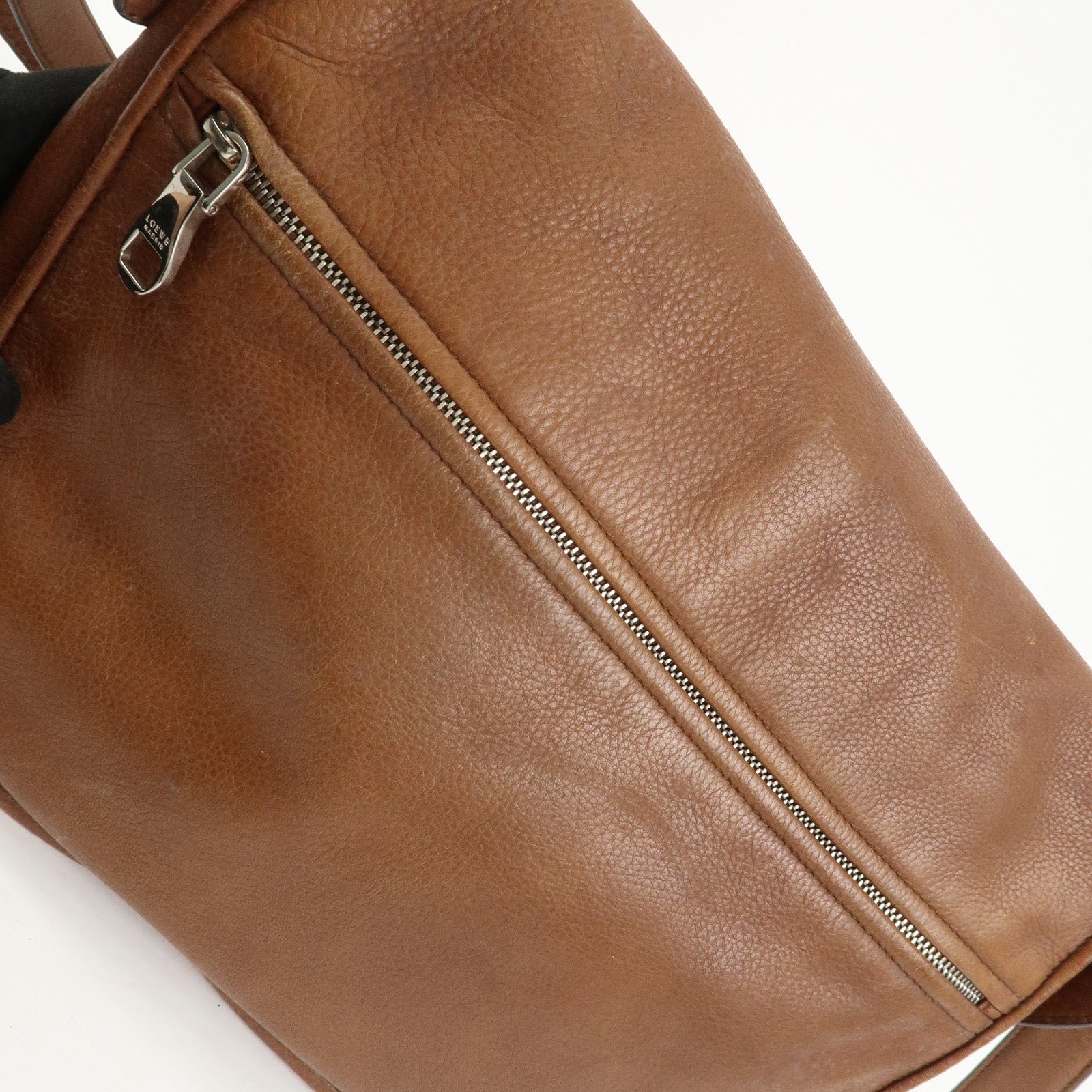 LOEWE Heritage Logo Leather Shoulder Bag Crossbody Bag Brown