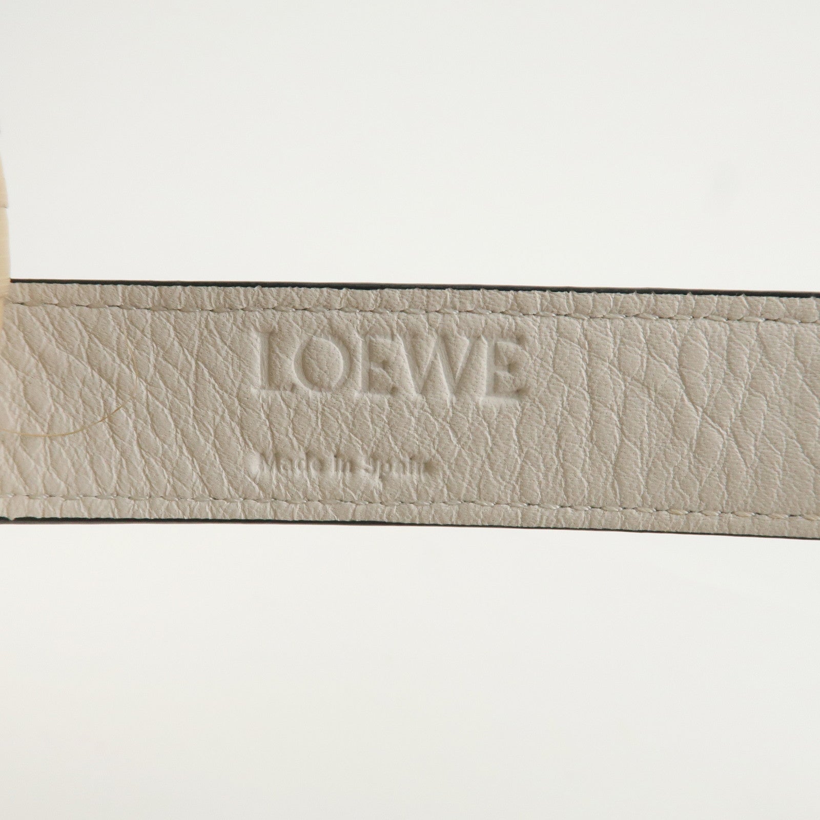 LOEWE Raffia Leather Small Basket Bag Hand Bag Natural White