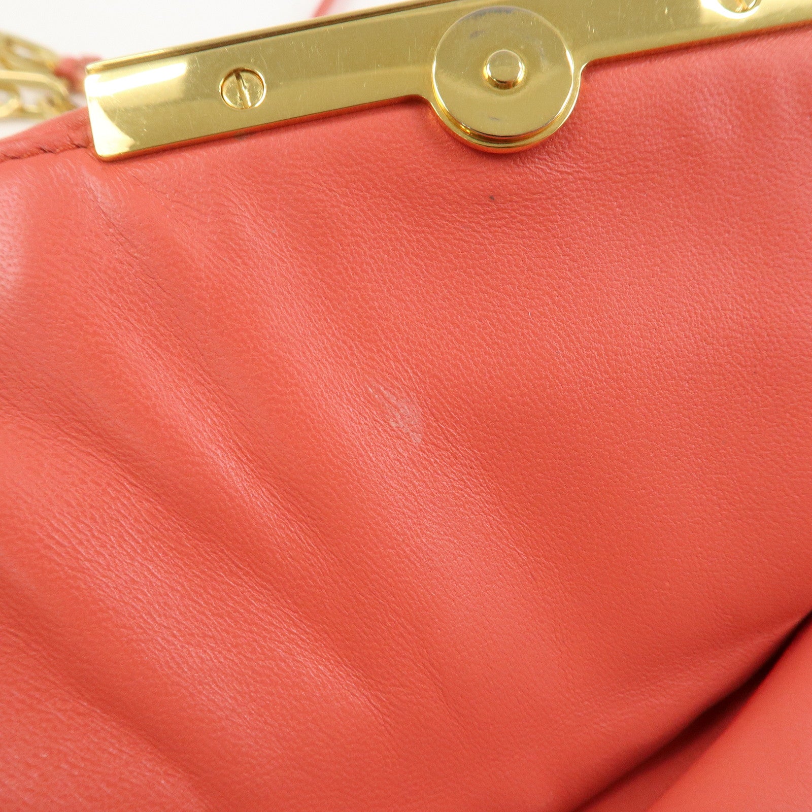 MIU MIU Nappa Leather Chain Shoulder Bag Crossbody Bag Coral