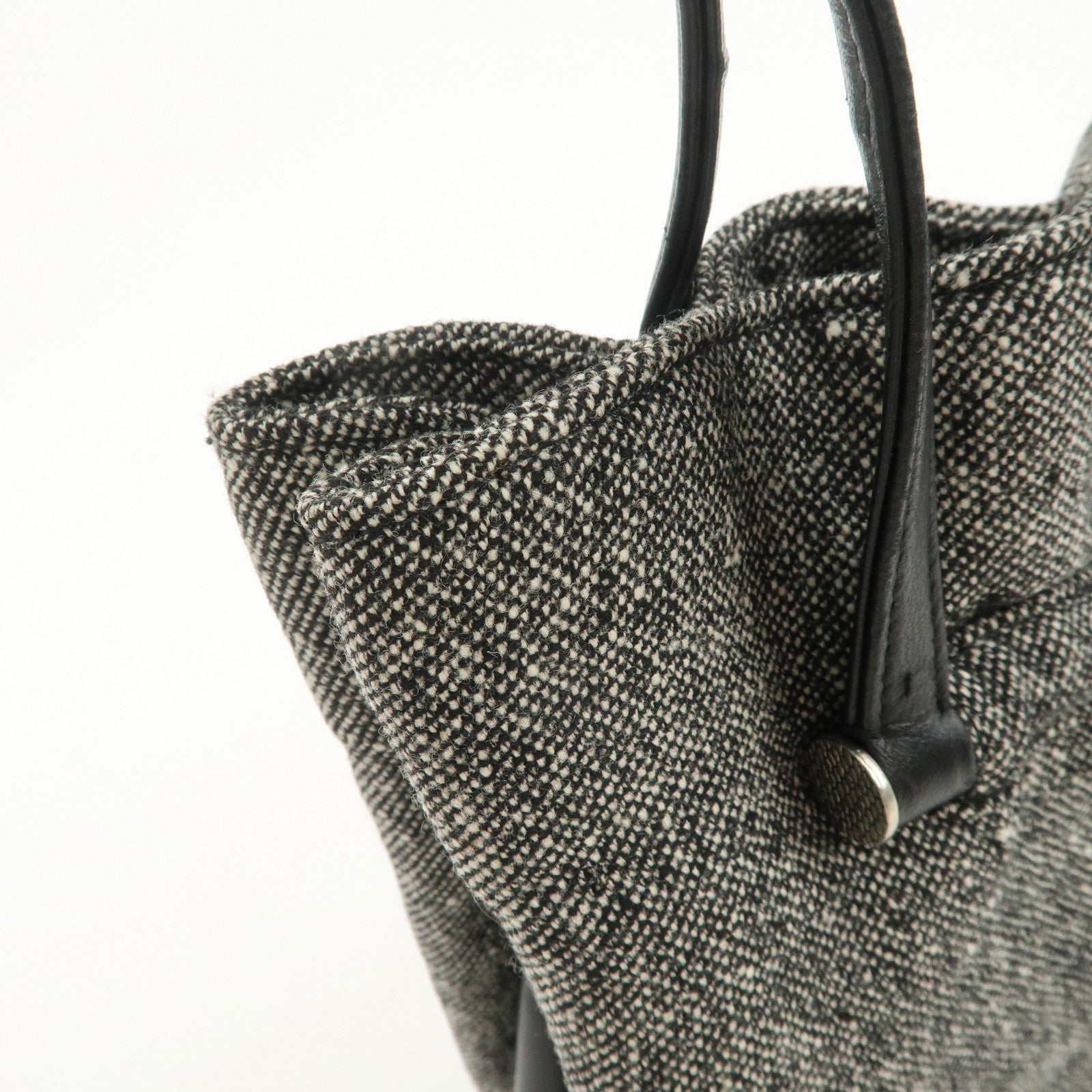 Christian Dior Logo Tweed Leather Shoulder Bag Hand Bag Black
