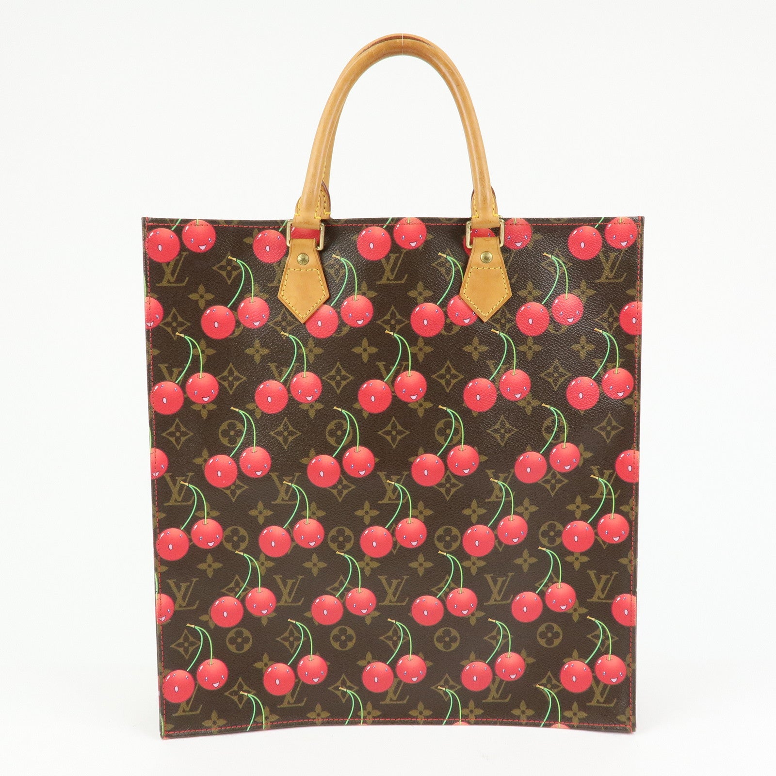 Louis Vuitton Monogram Cherry Sac Plat Tote Bag Brown Cherry M95010