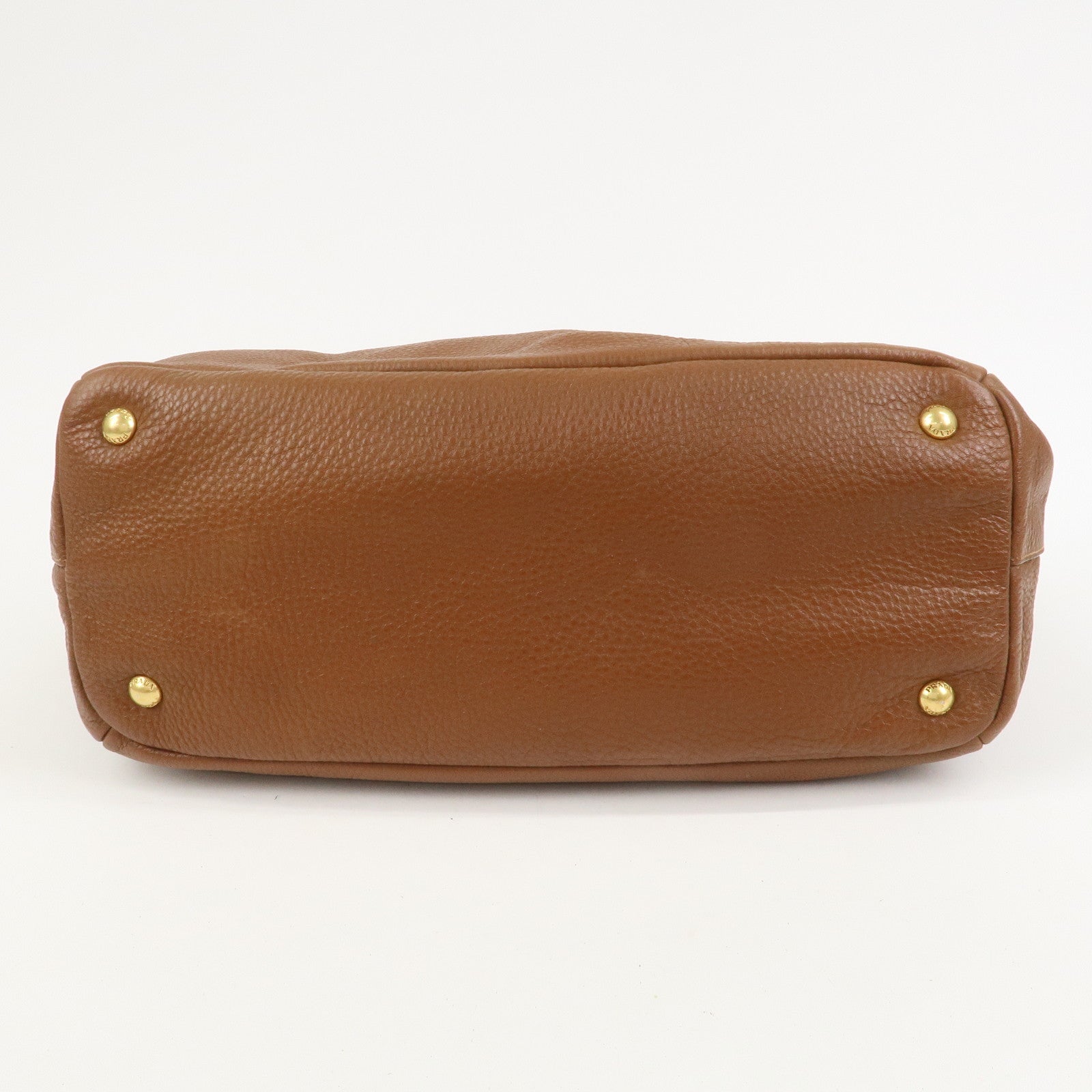 PRADA VITELLO Leather 2Way Bag Hand Bag Shoulder Bag Camel