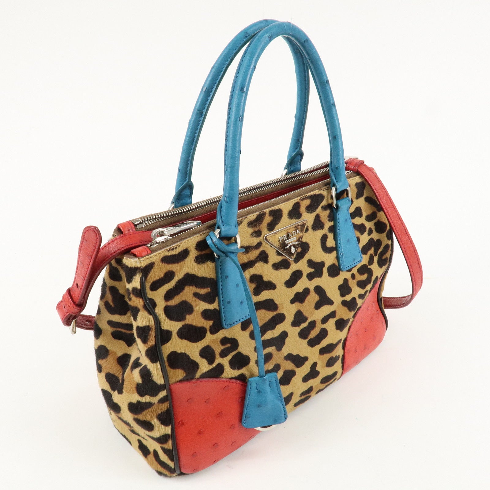 PRADA Galleria Triangle Logo Unborn Calf Leather 2Way Bag 1BA863 Used