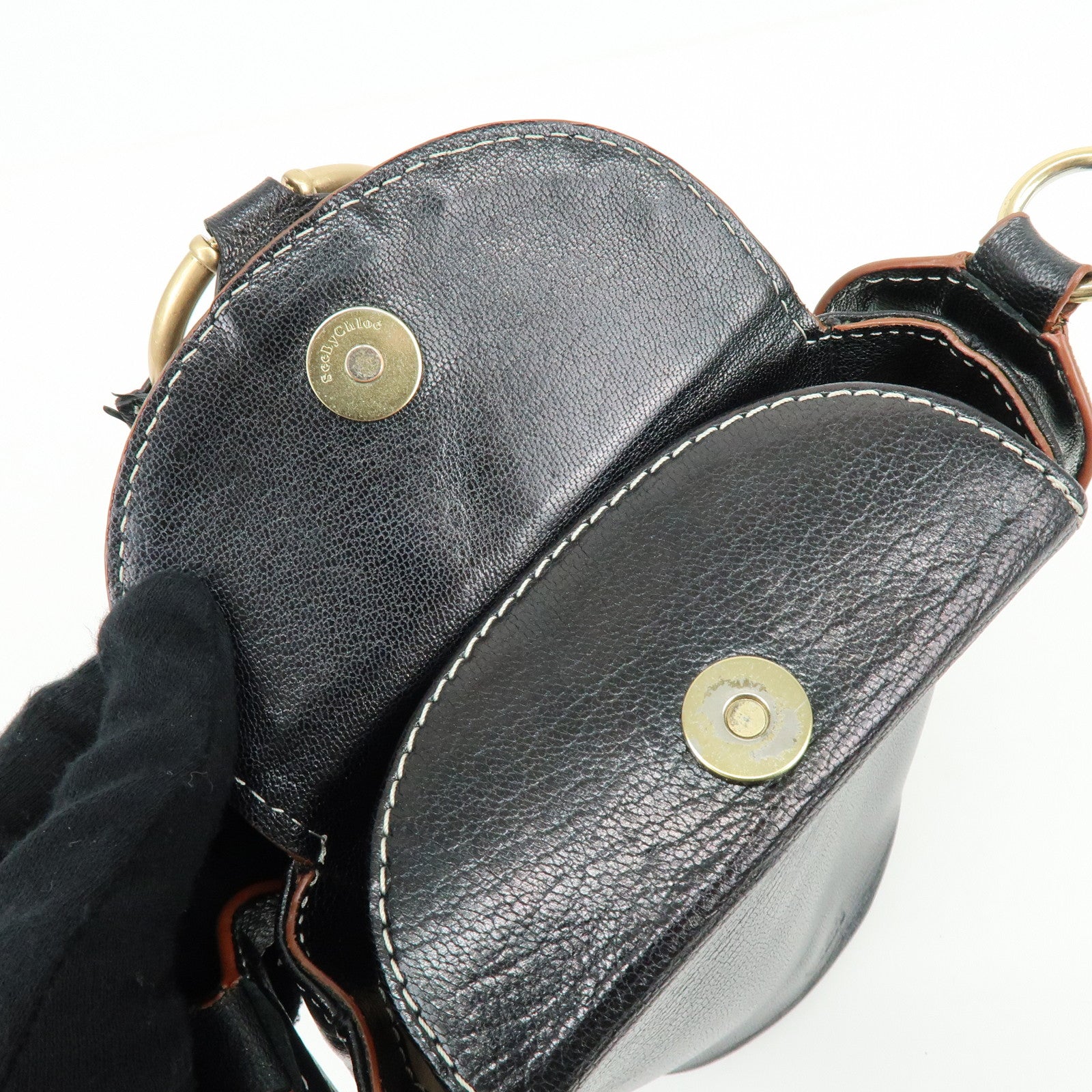 Chloe See by Chloe Leather Shoulder Crossbody Bag Black