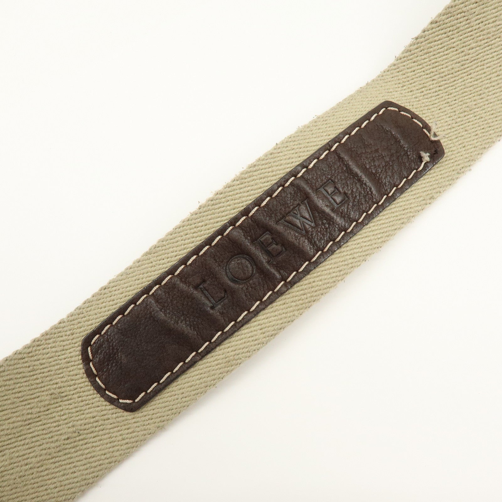 LOEWE Anagram Leather Canvas Shoulder Bag Crossbody Bag Brown Beige