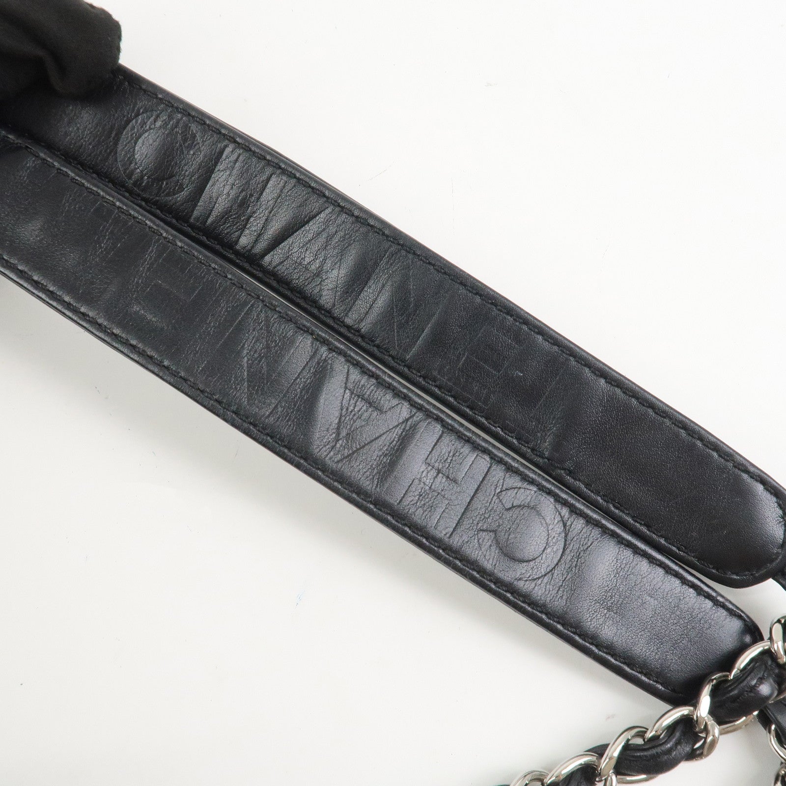 CHANEL COCO Mark Canvas Leather Chain Shoulder Bag Black