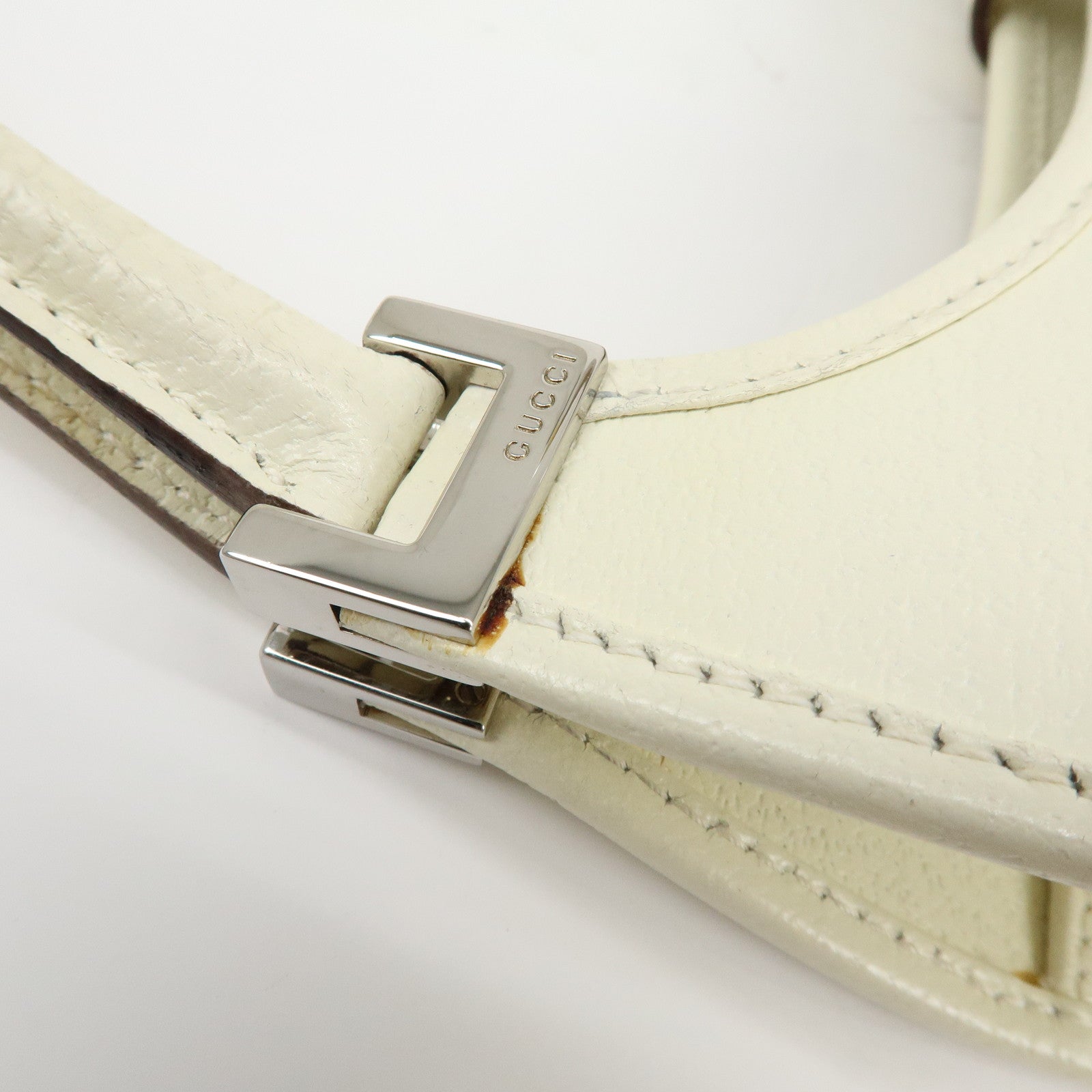 GUCCI Jackie GG Leather Shoulder Bag Hand Bag White 002.1068
