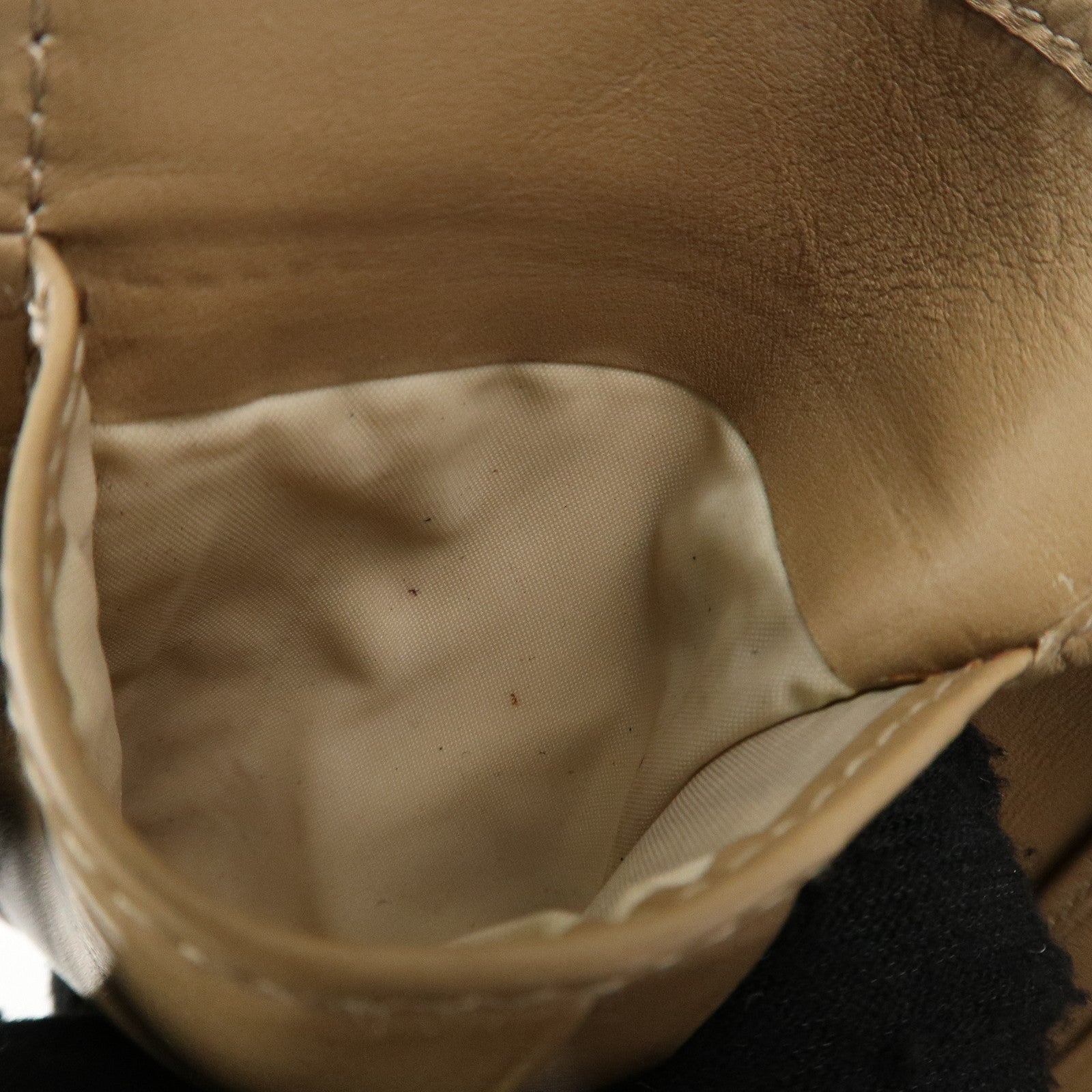 BOTTEGA VENETA Intrecciato Leather Chain Wallet Mini Wallet Beige Used