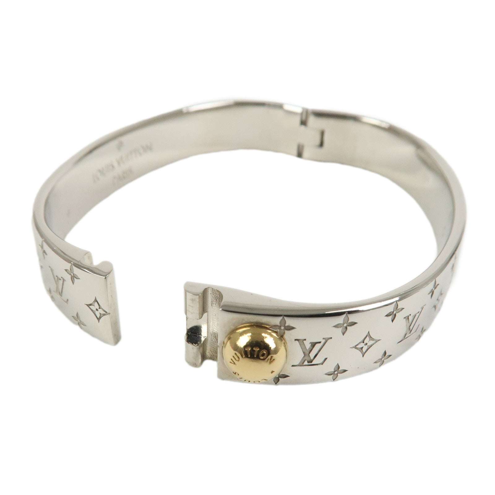 Louis Vuitton Nanogram Cuff Size S Bracelet Palladium M00249