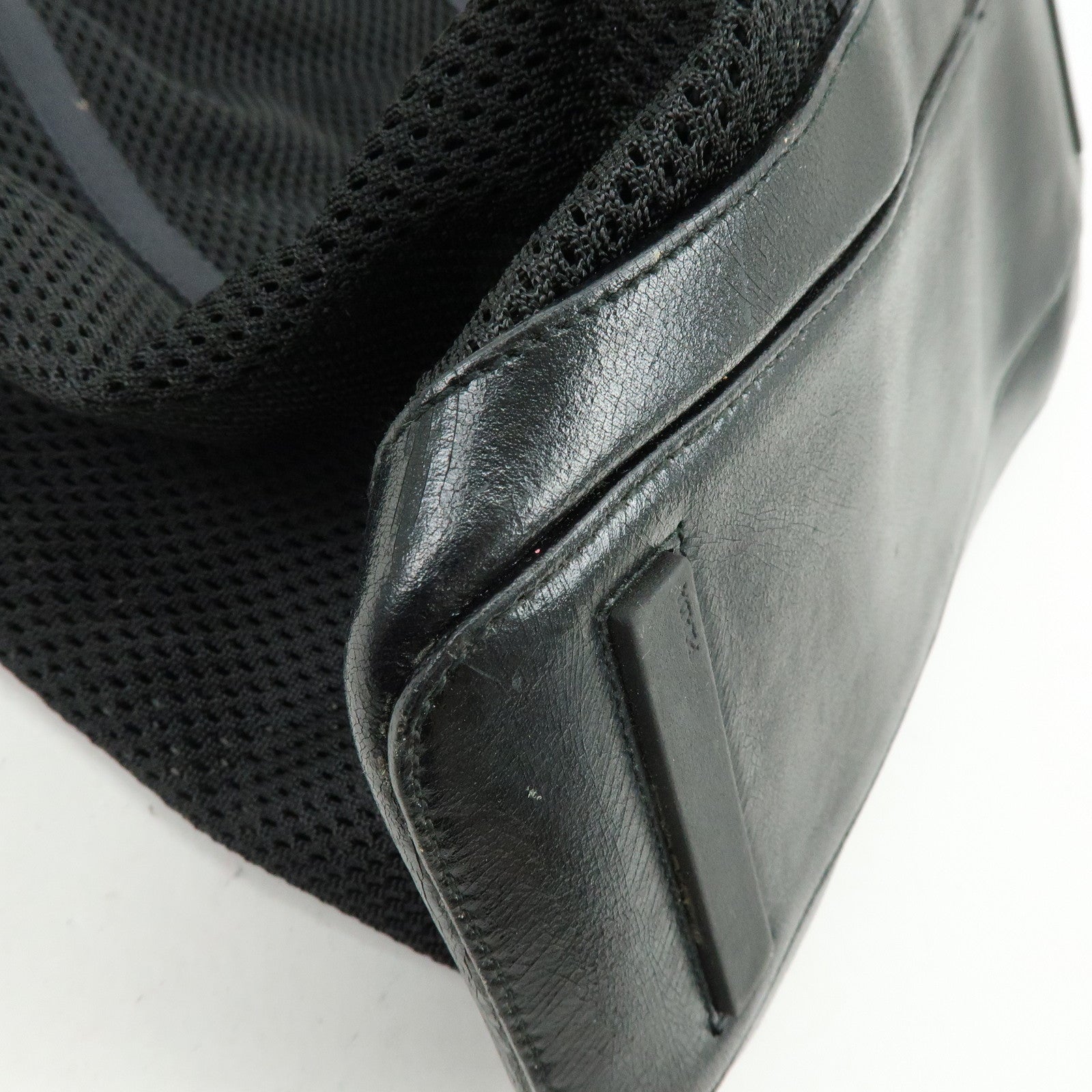 PRADA Mesh Leather Tote Bag Shoulder Bag Black