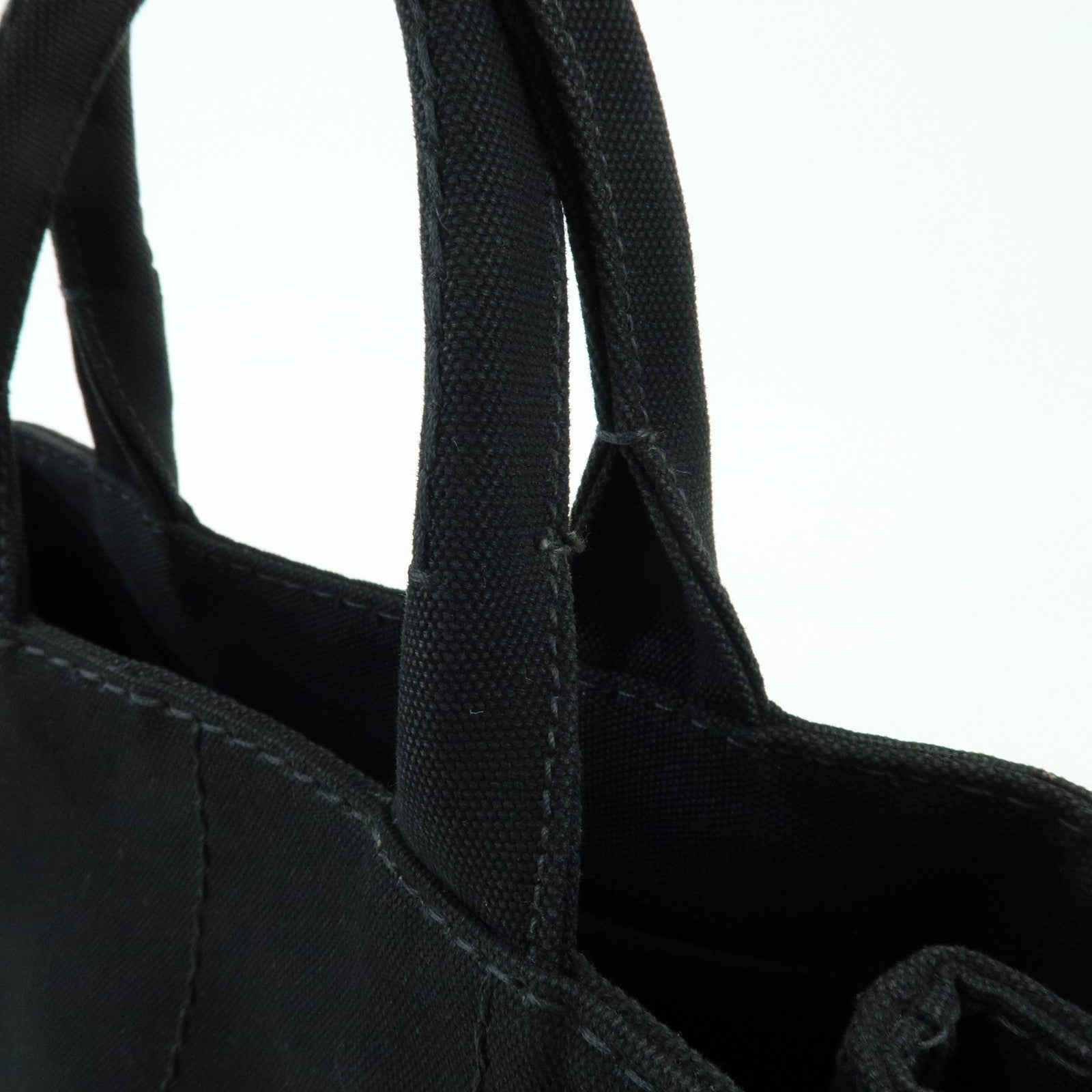 PRADA Triangle Logo Canapa Mini Canvas 2Way Hand Bag Black 1BG439