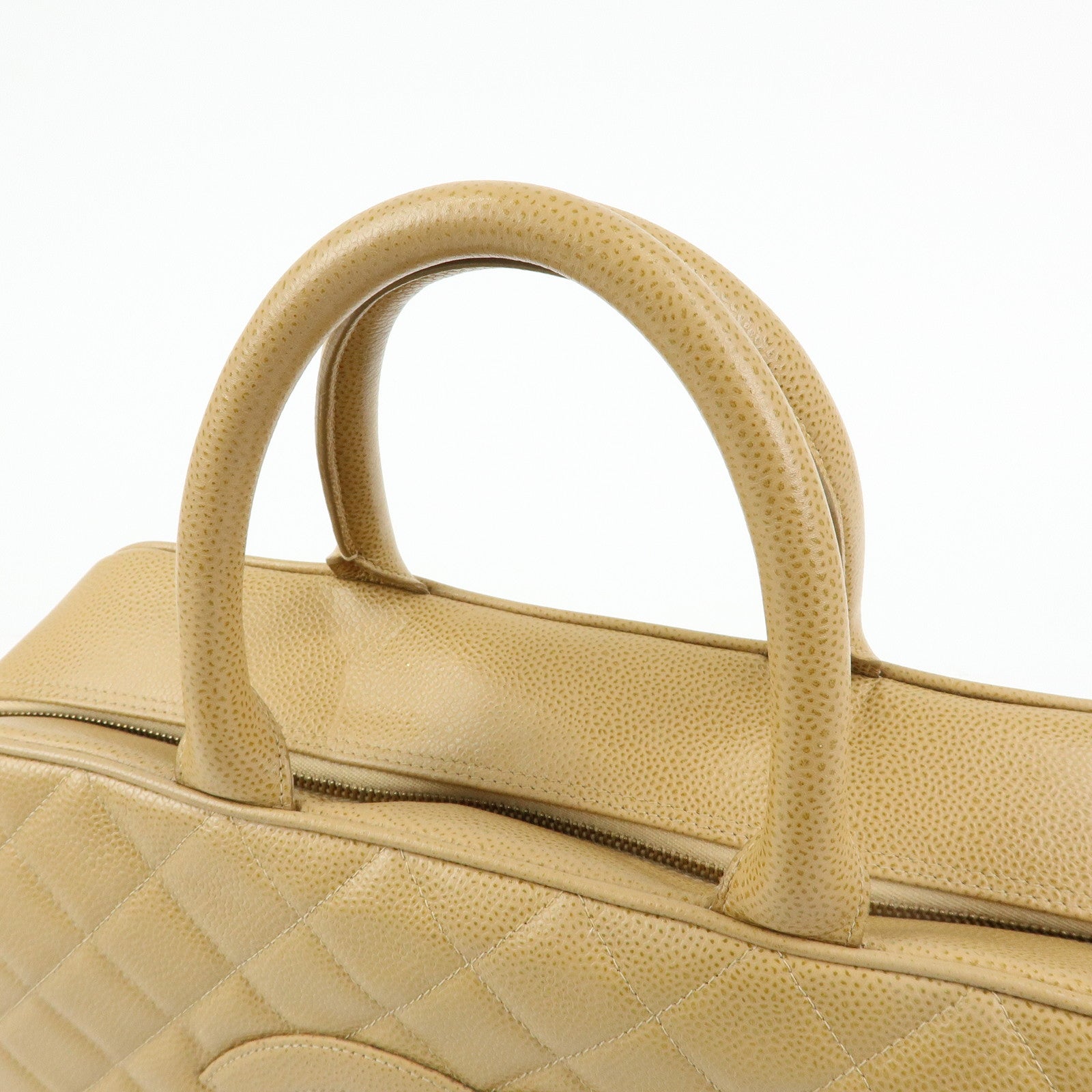 CHANEL COCO Mark Caviarskin Boston Bag Hand Bag Beige