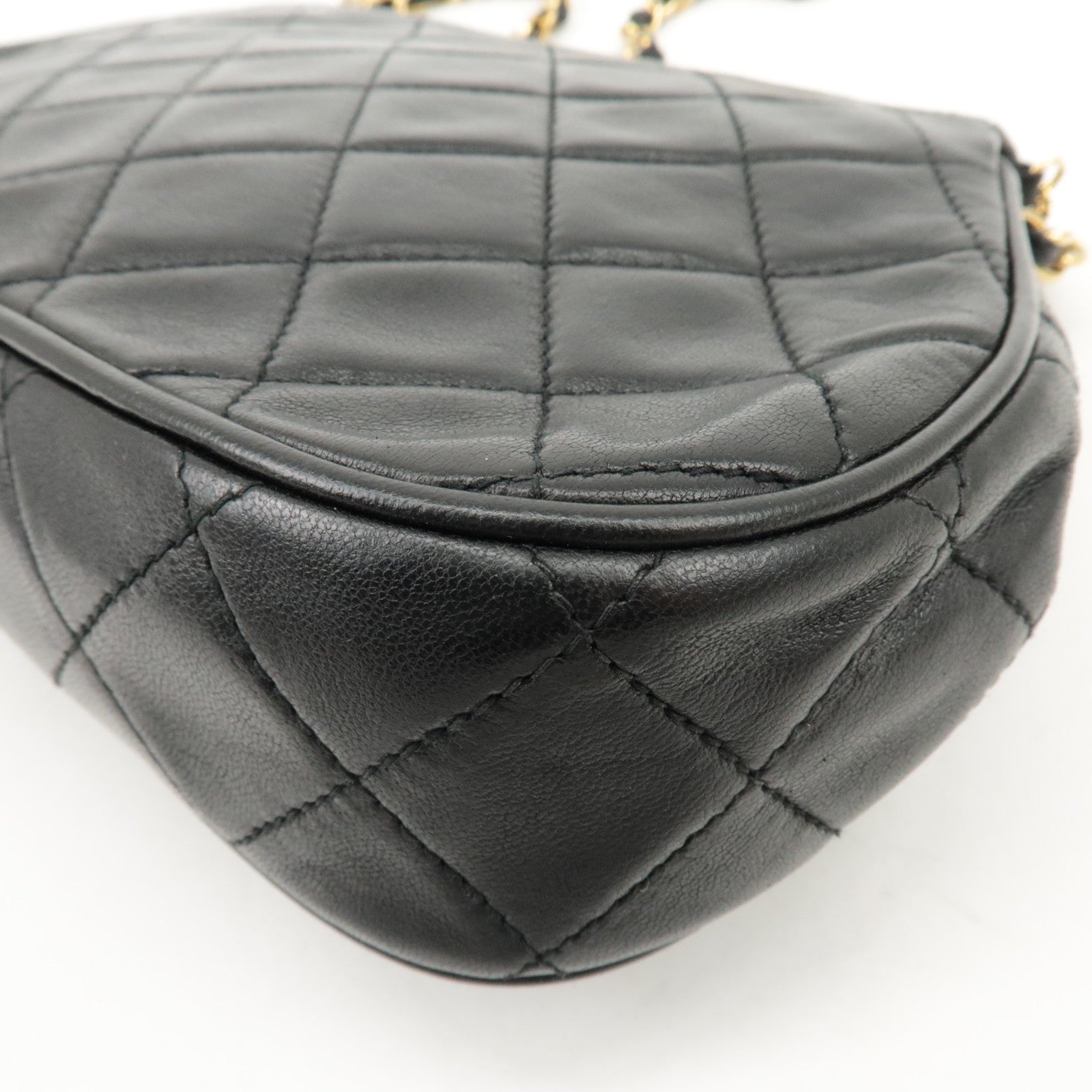 CHANEL COCO Mark Matelasse Lamb Skin Chain Shoulder Bag Black