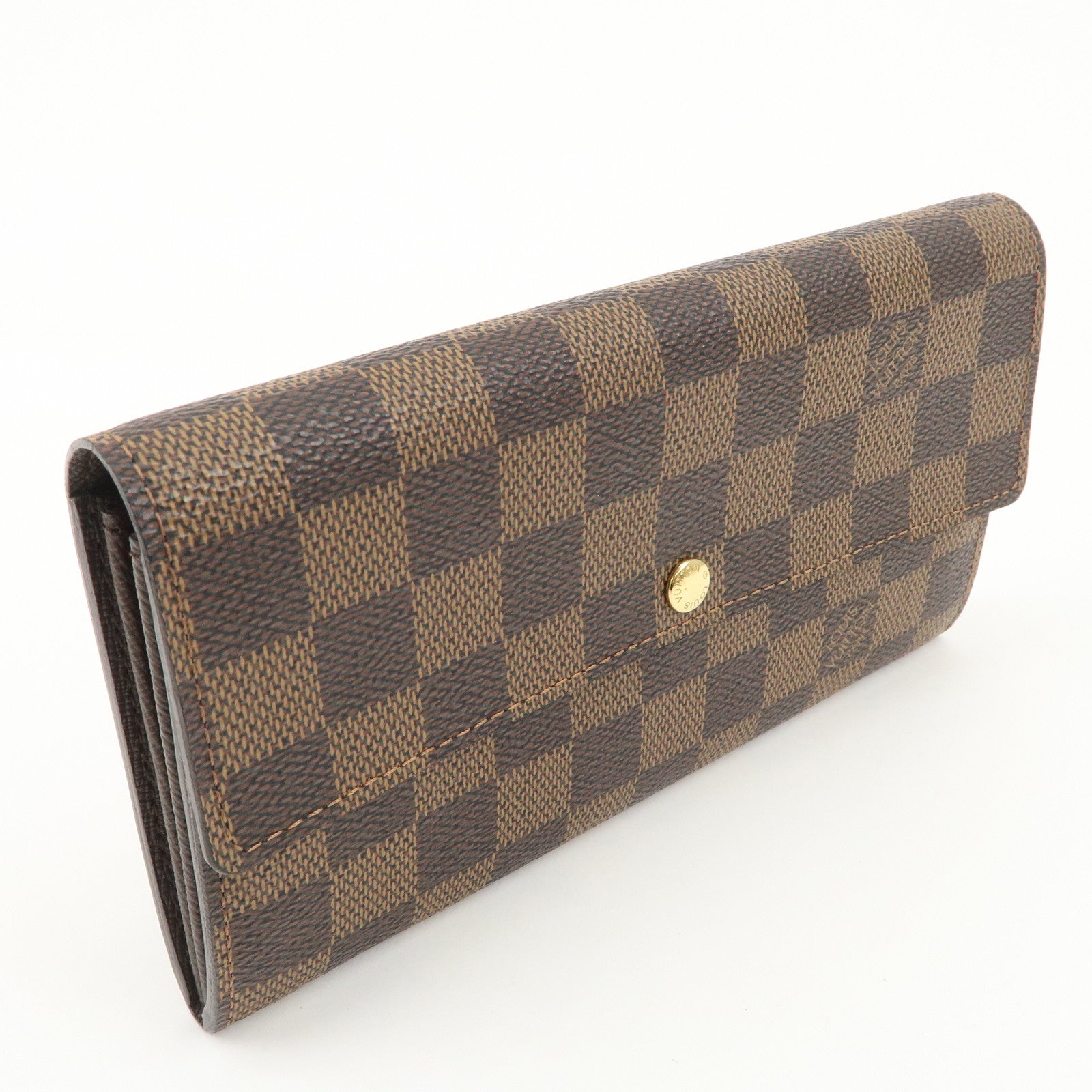 Louis Vuitton Damier Canvas Portefeuille Sarah Long Wallet Brown N61734 Used