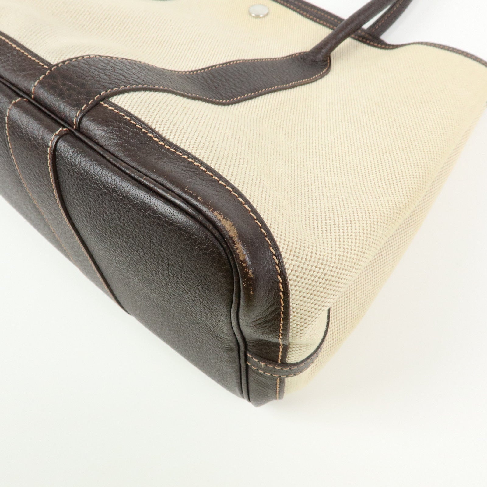 HERMES Garden Party PM Toile Ash Leather I Stamped Tote Bag Natural