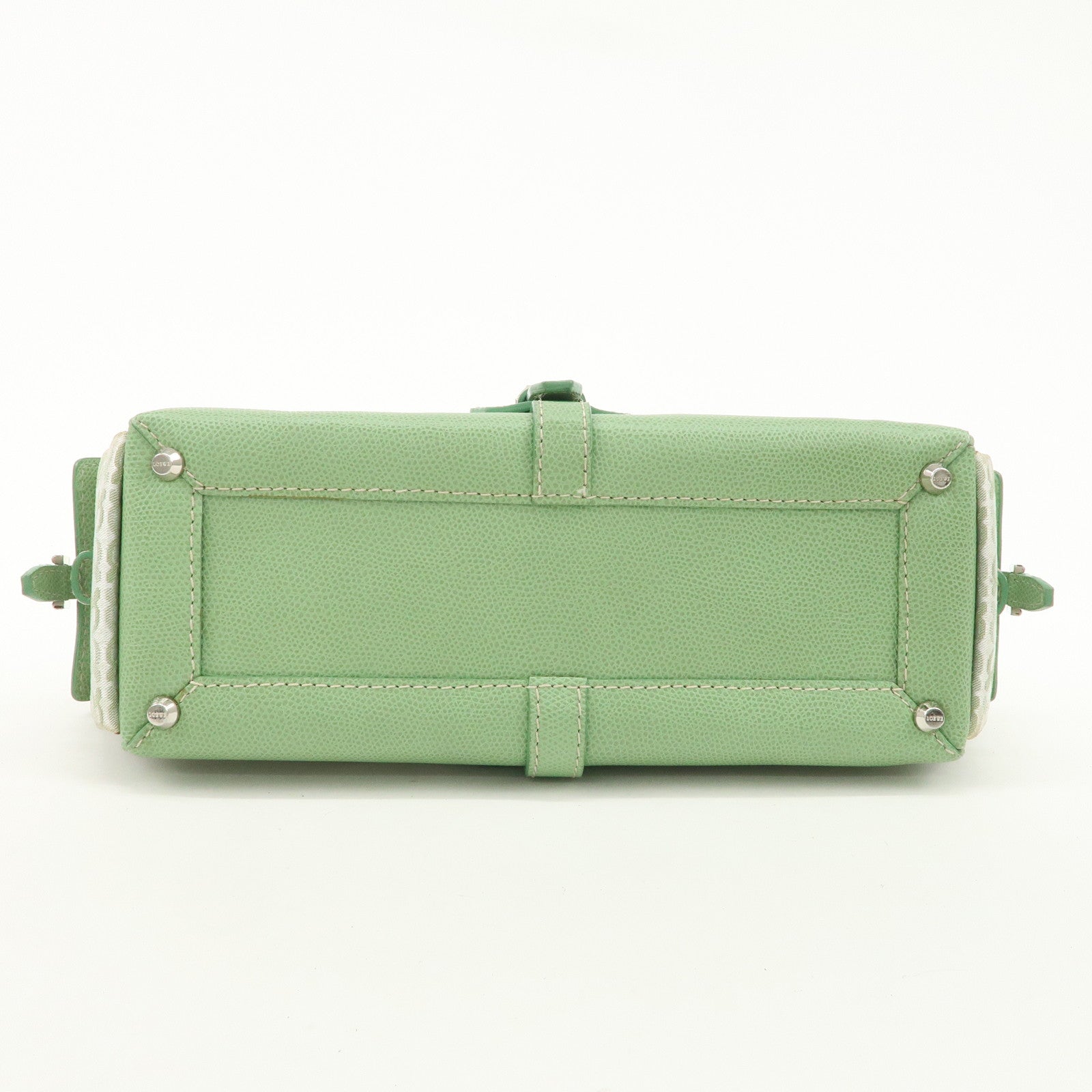 LOEWE Anagram Canvas Leather Hand Bag Light Green