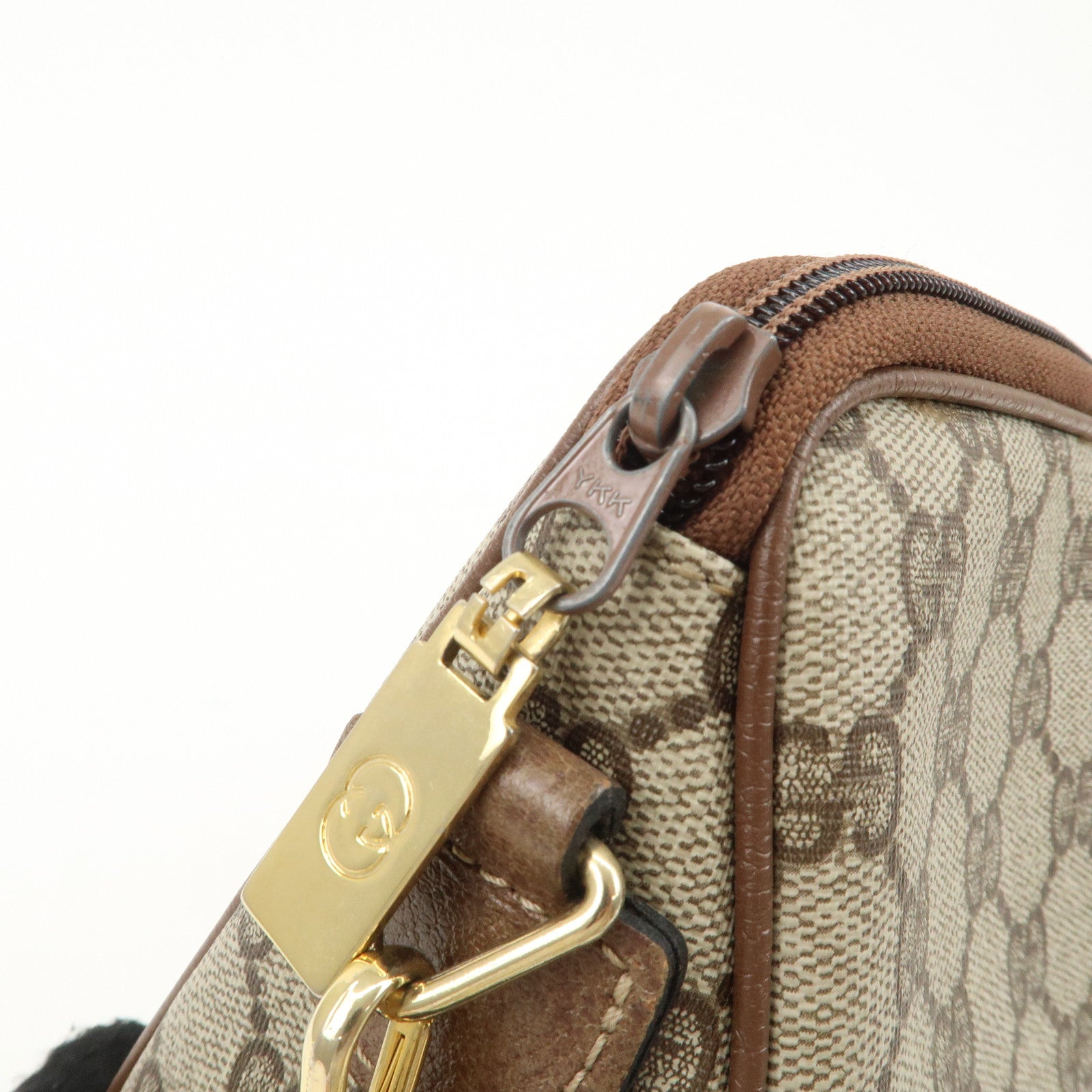 GUCCI Old Gucci GG Plus Leather Shoulder Bag Crossbody Bag Beige Brown Used