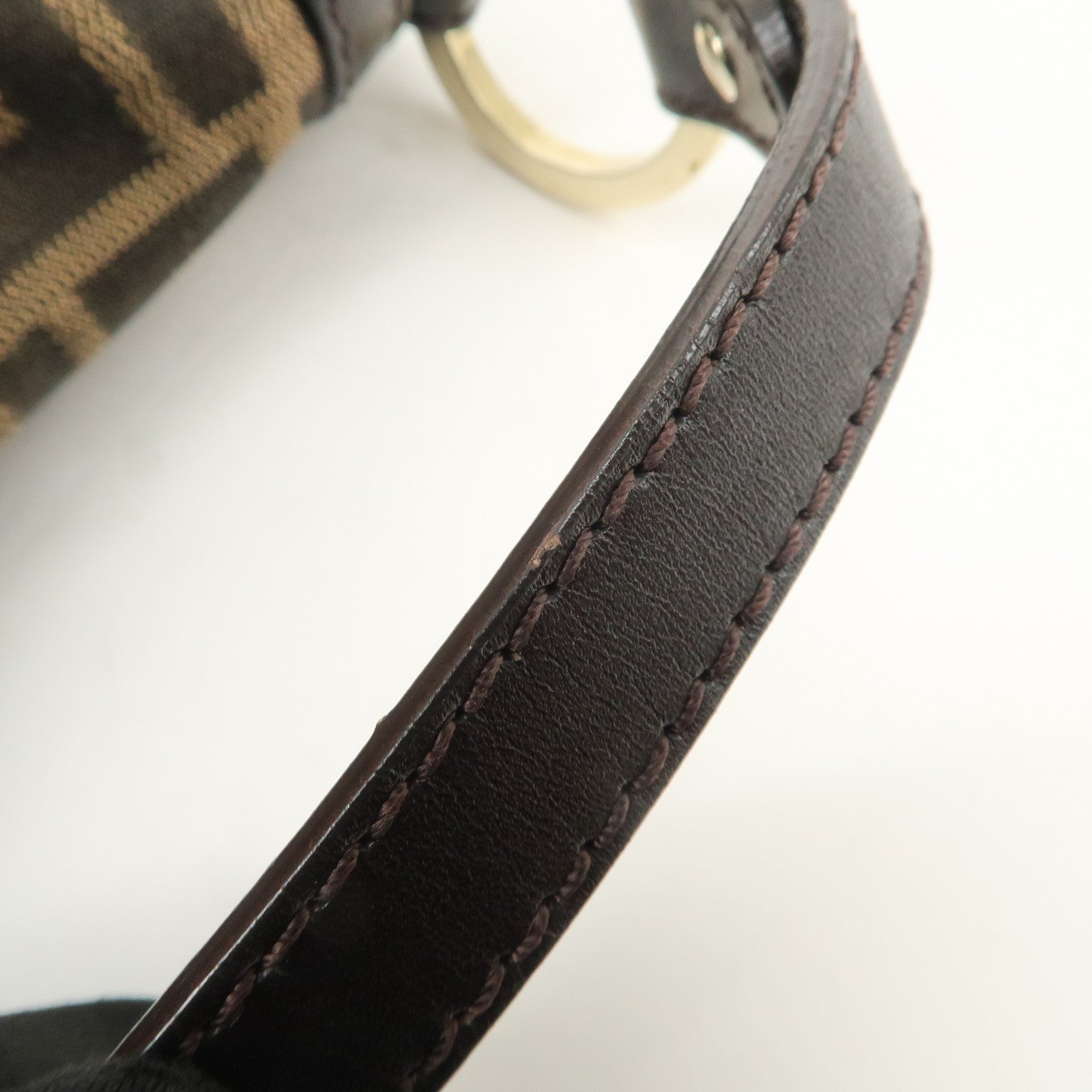 FENDI Zucca Canvas Leather Shoulder Bag Hand Bag Brown 8BR445