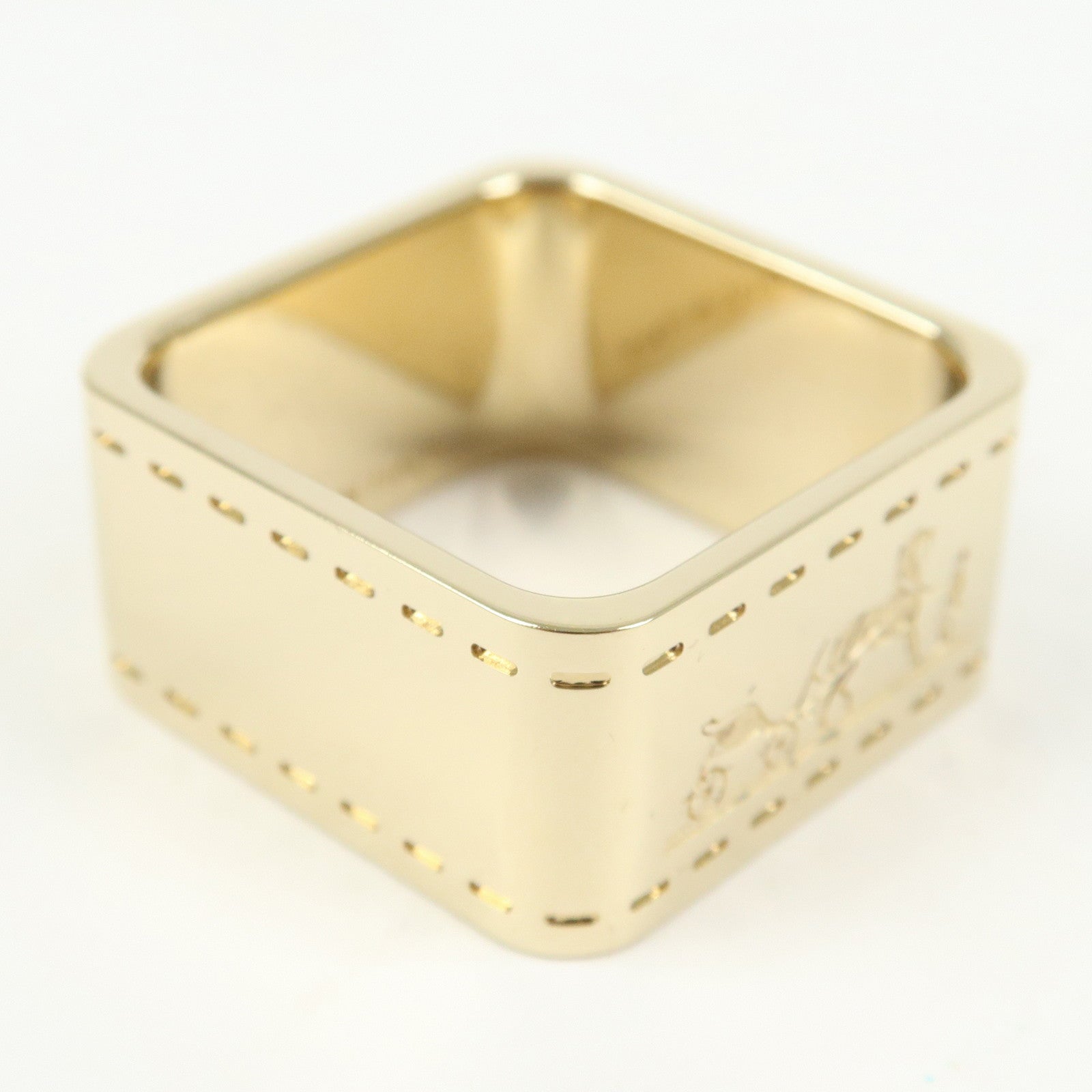 HERMES Bolduc Metal Scarf Ring Gold