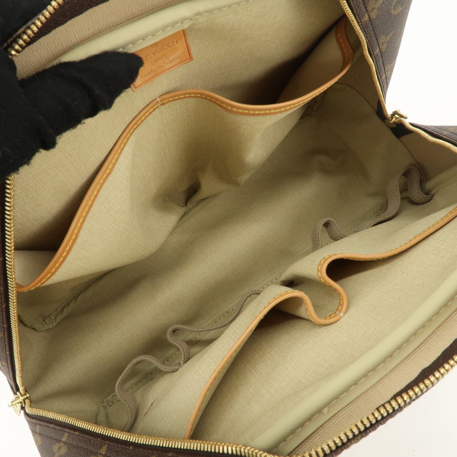 Louis Vuitton Leather Canvas Monogram Deauville Hand Bag Boston Bag Brown Gold Hardware M47270 Used